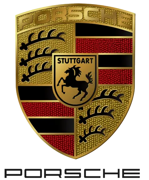 Porsche Logo Design with Gold and Black Emblem