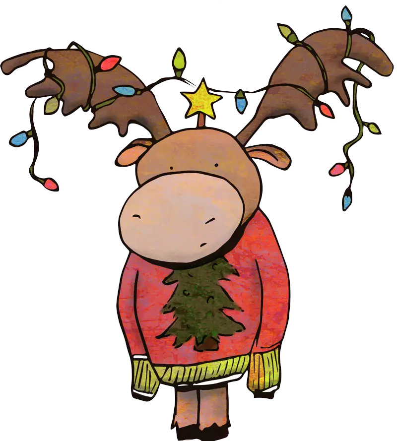 Christmas Moose with Lights and Sweater