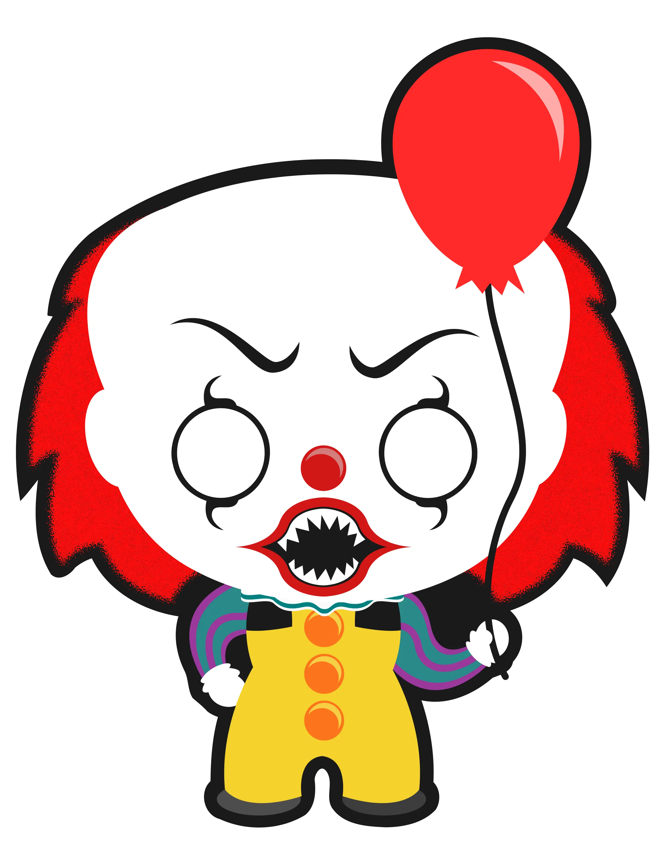 Scary Clown with Red Balloon for Halloween