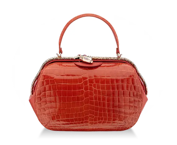 Red Crocodile Pattern Leather Handbag