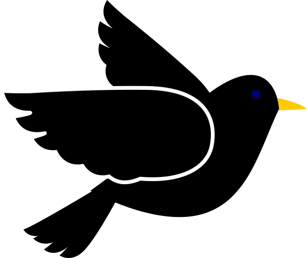 Minimalist Blackbird Flying with Yellow Beak