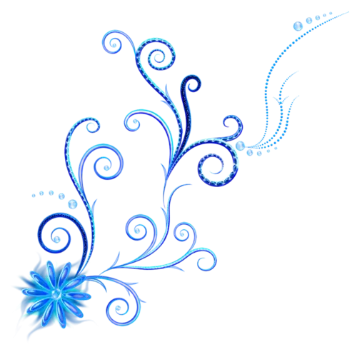 Blue Decorative Swirl and Floral Design