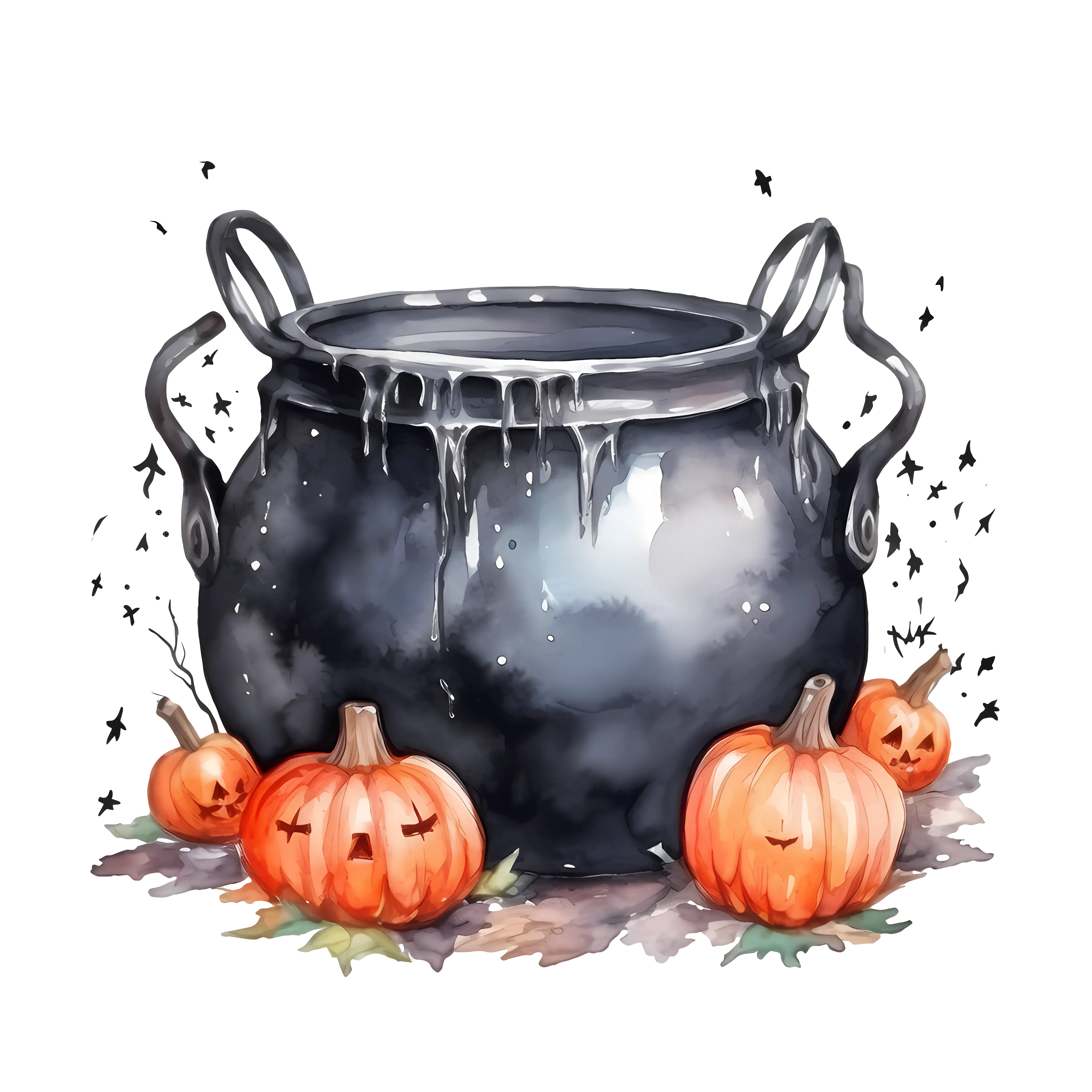 Witch&#039;s Cauldron with Pumpkins