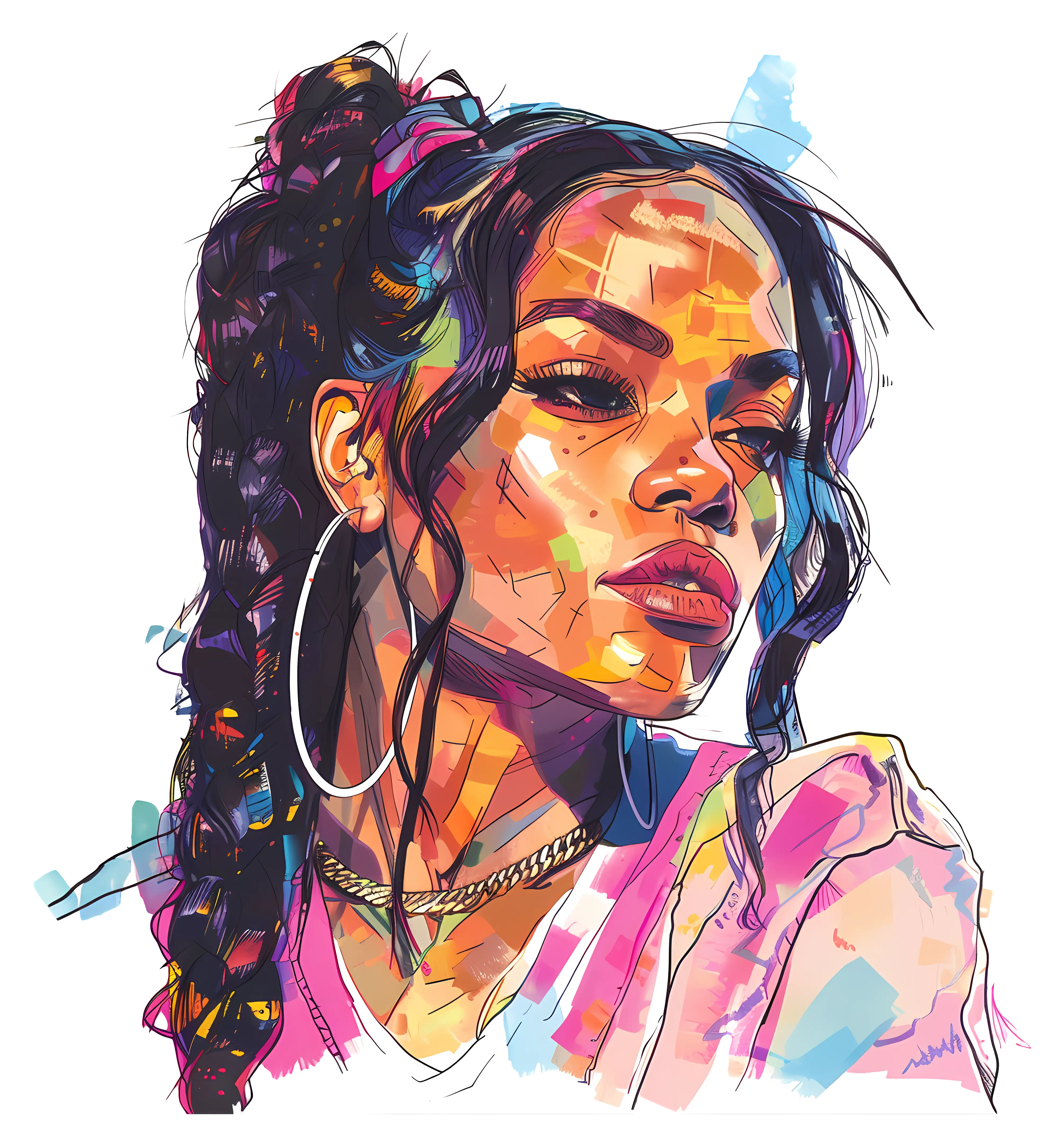 Stylish Portrait of a Woman in Illustration