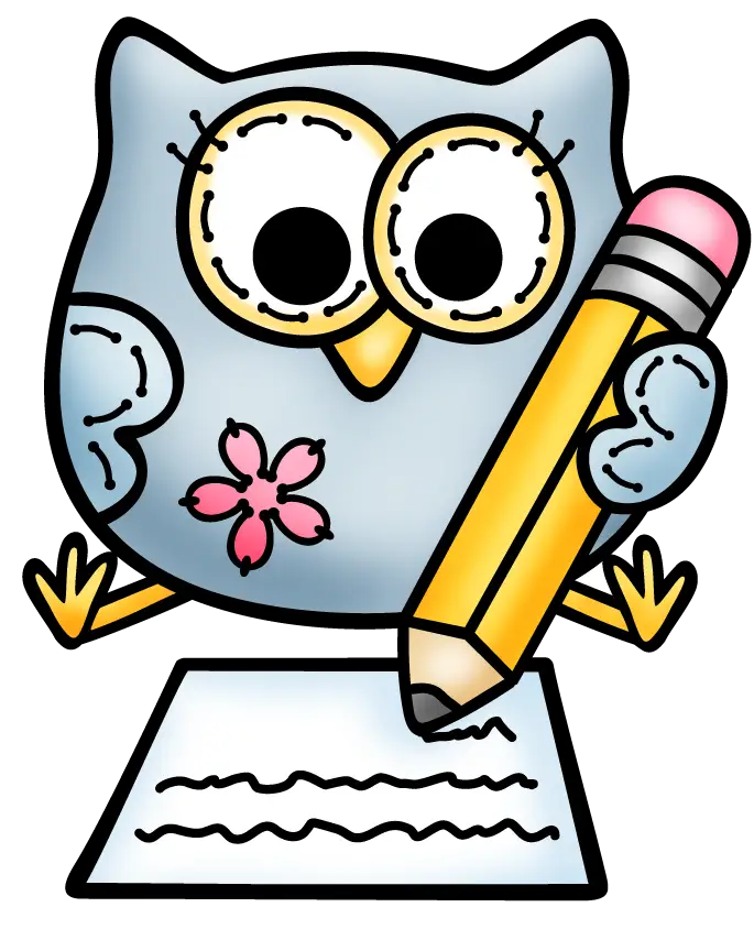 Cartoon Owl with Pencil