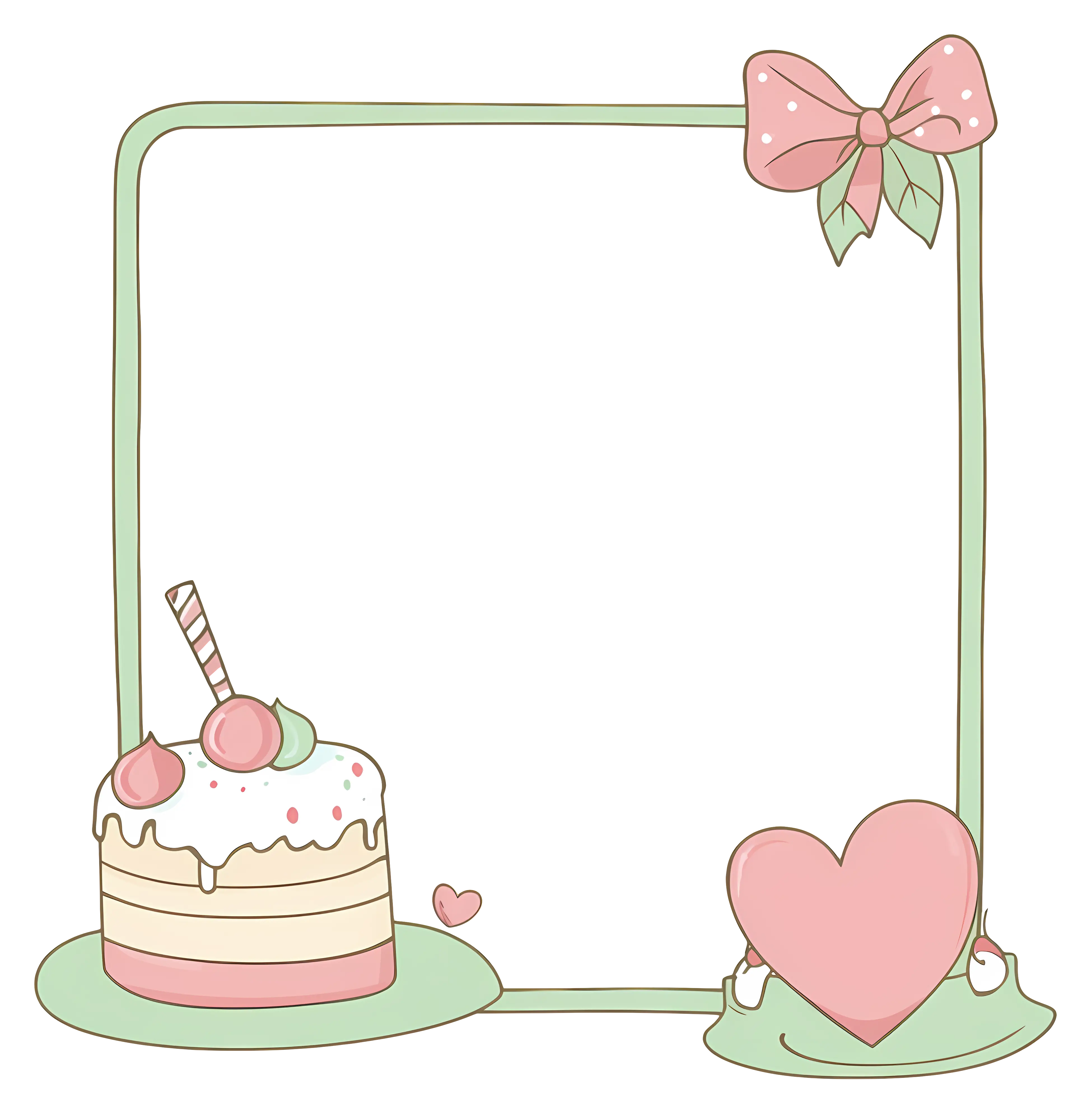 Cute Cake and Heart Frame