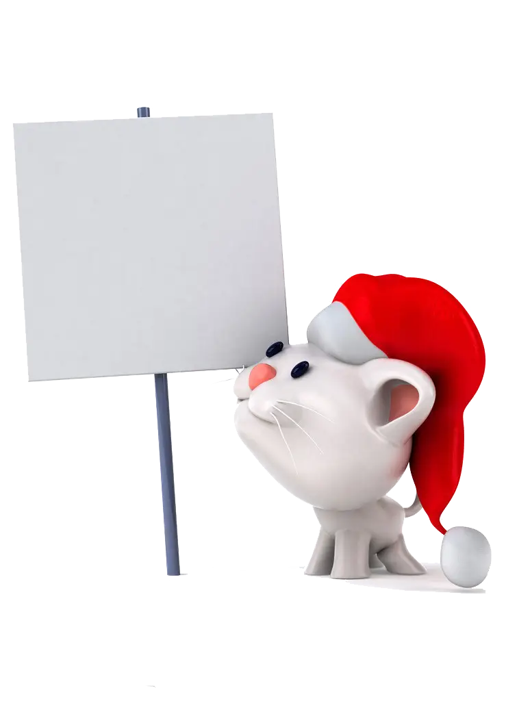 Christmas Cat with Santa Hat and Sign