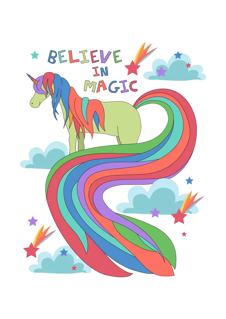 Magical Unicorn with Rainbow Mane