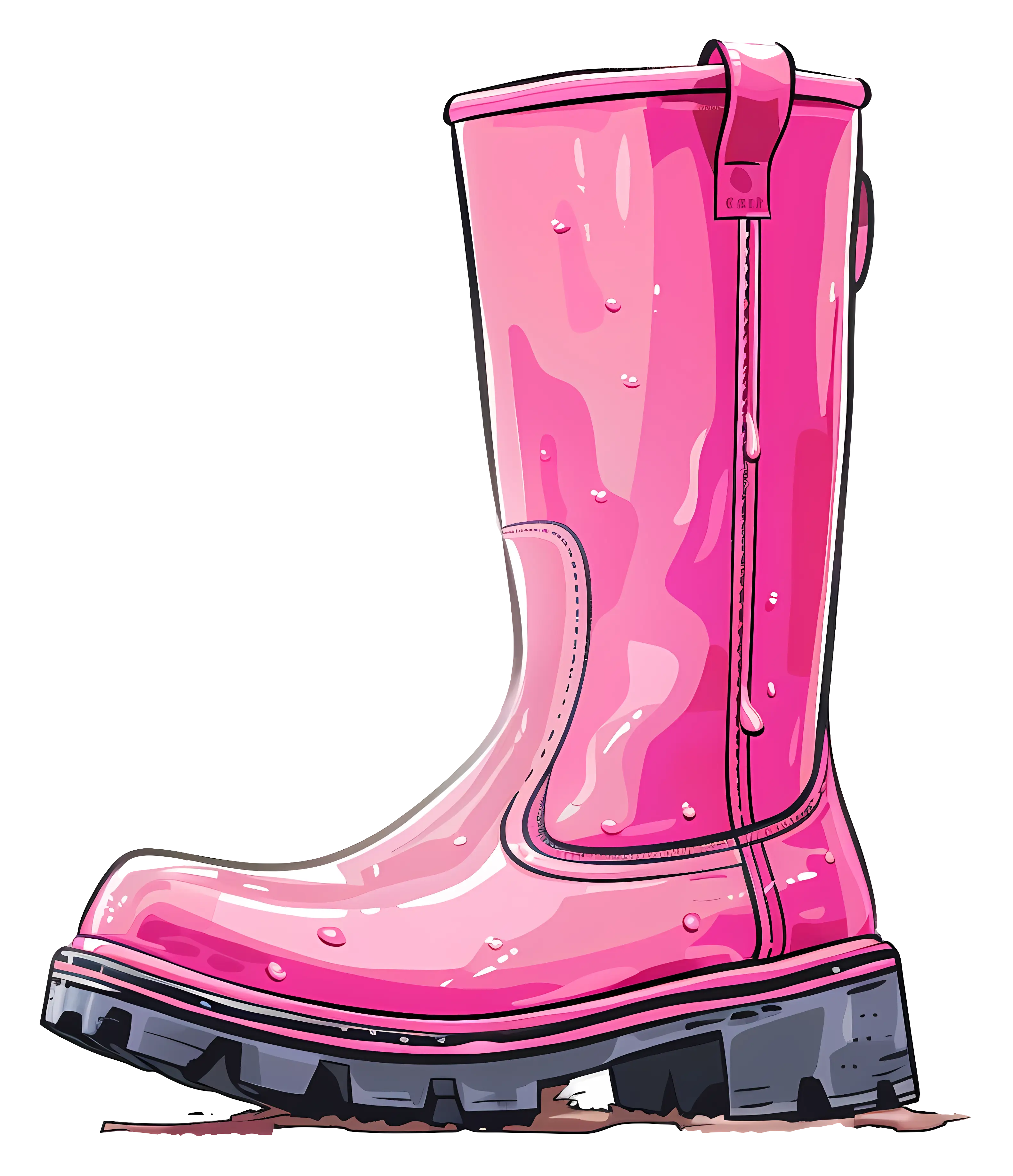 Stylish Pink Rain Boot Illustration