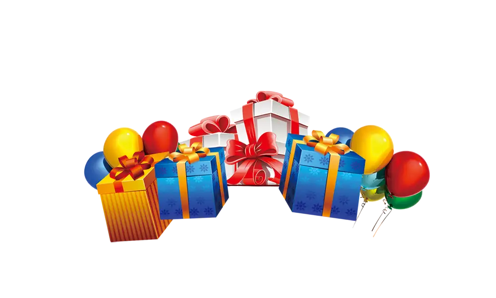 Festive Gift Boxes with Balloons