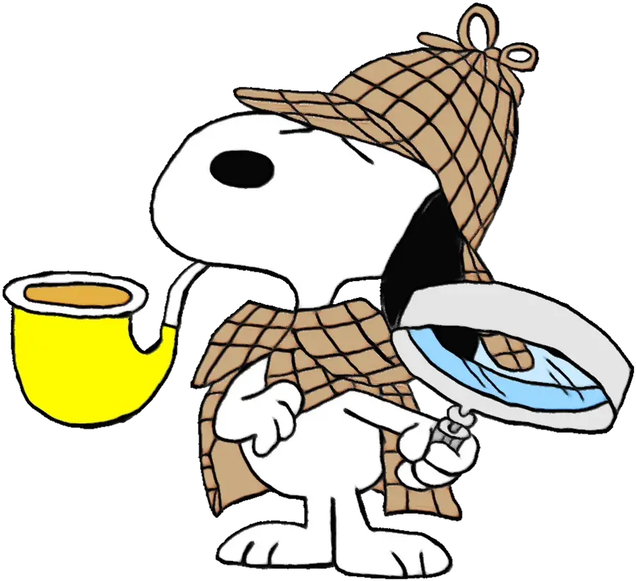 Detective Dog with Magnifying Glass and Pipe