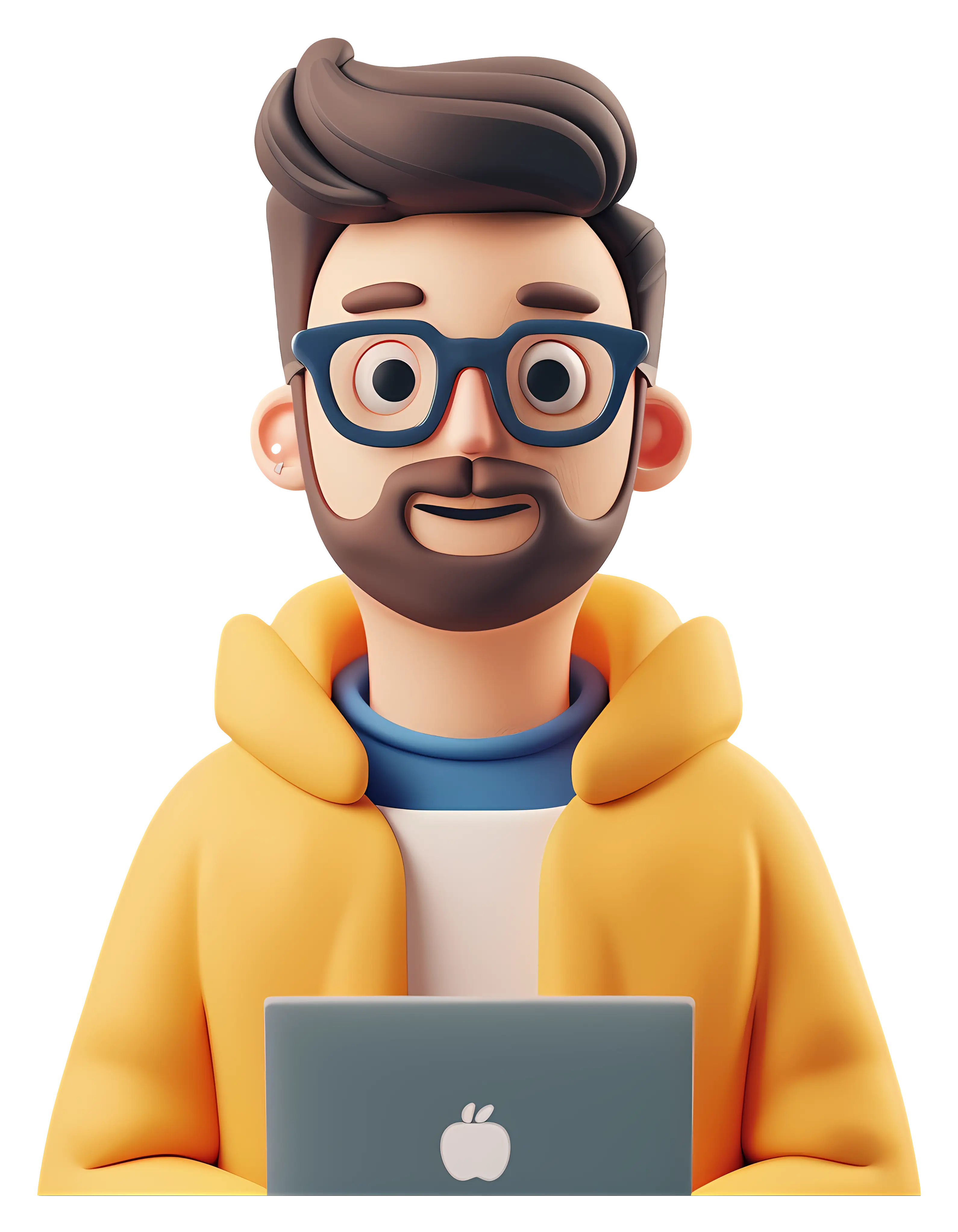 Cartoon Man with Laptop