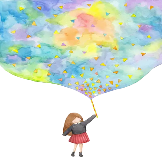Girl with Colorful Balloon