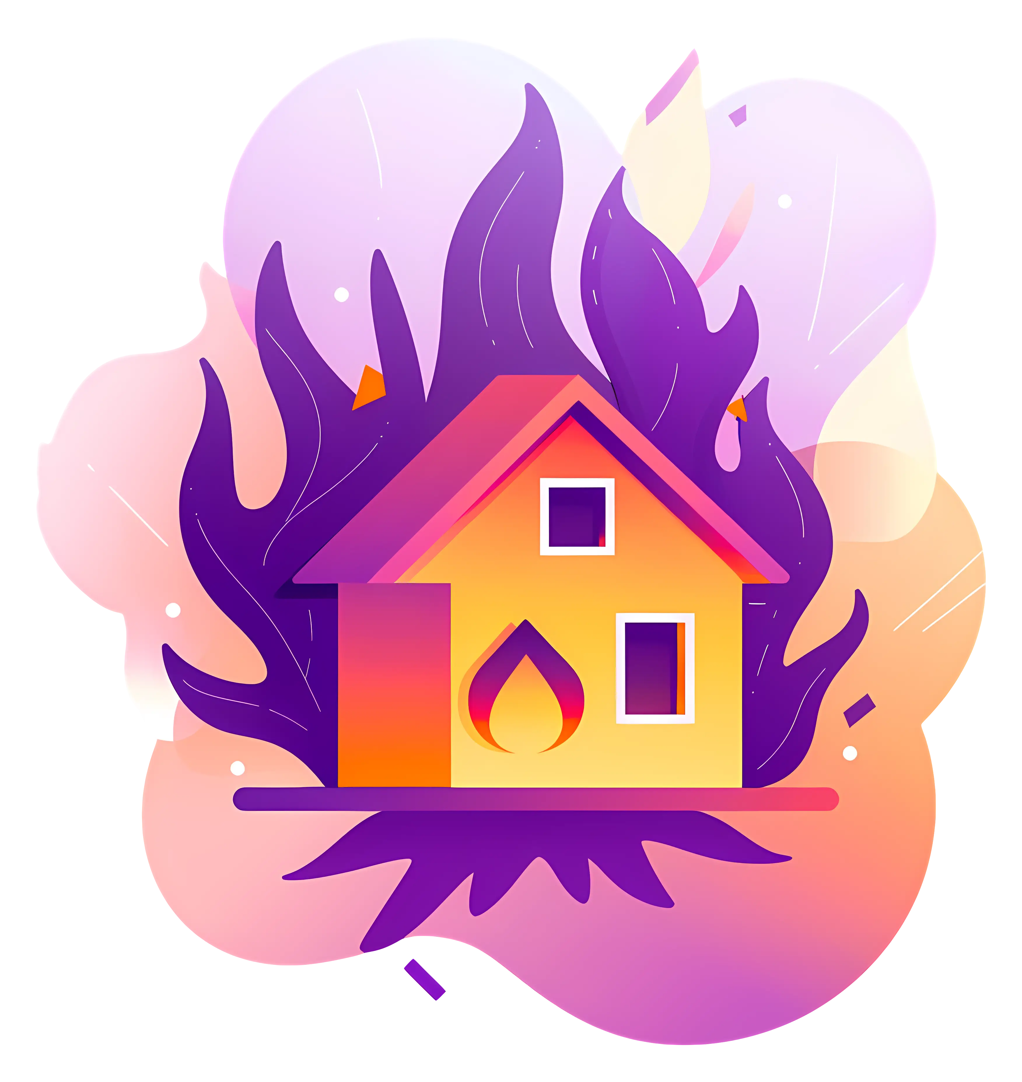 Burning House Illustration with Vibrant Flames