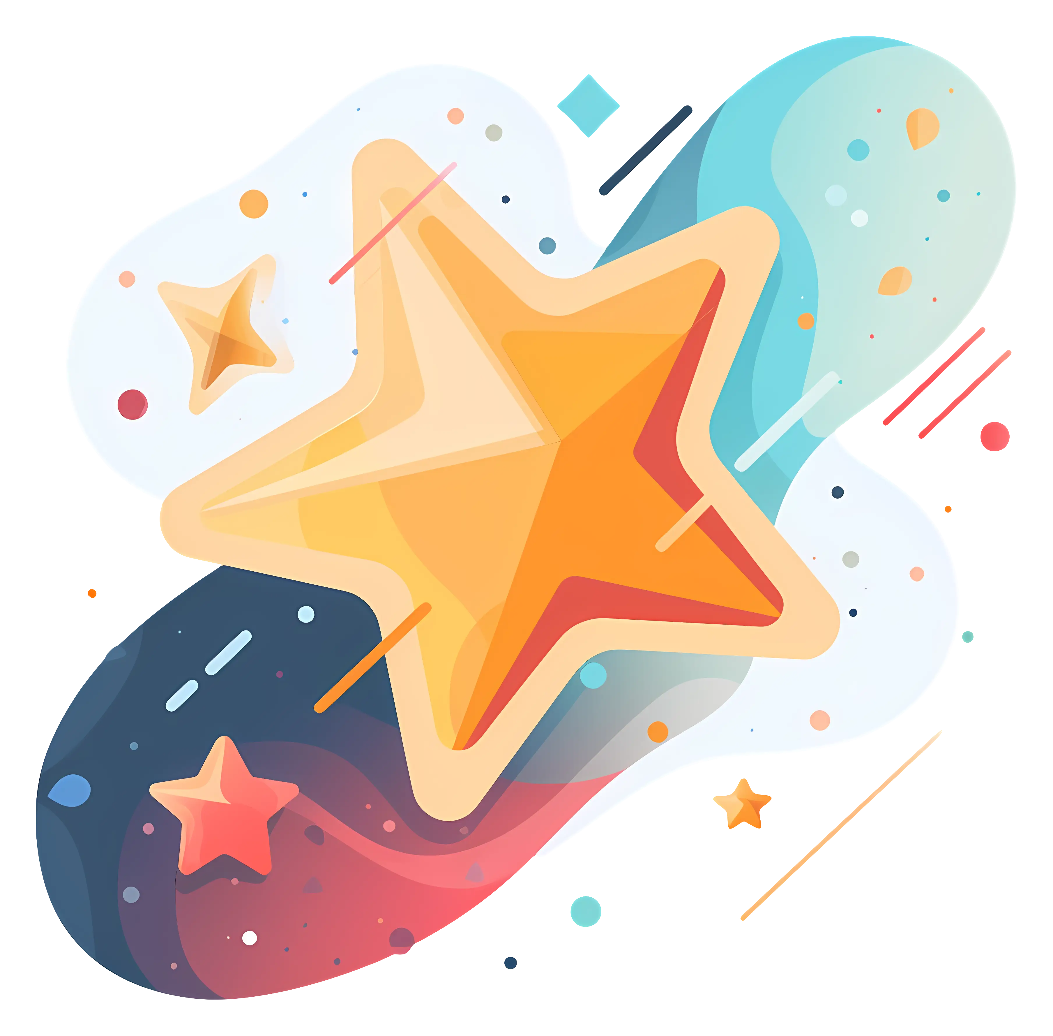 Shining Golden Stars on Colorful Background Illustration
