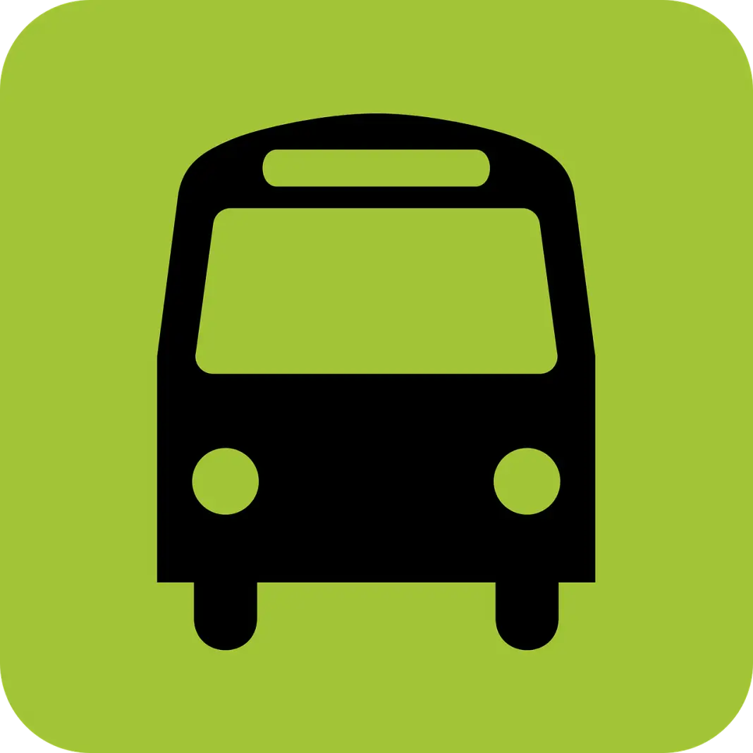 Minimalist Bus Icon with Green Background