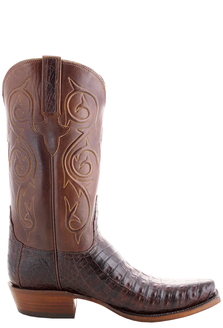 Brown Leather Cowboy Boot with Intricate Stitching
