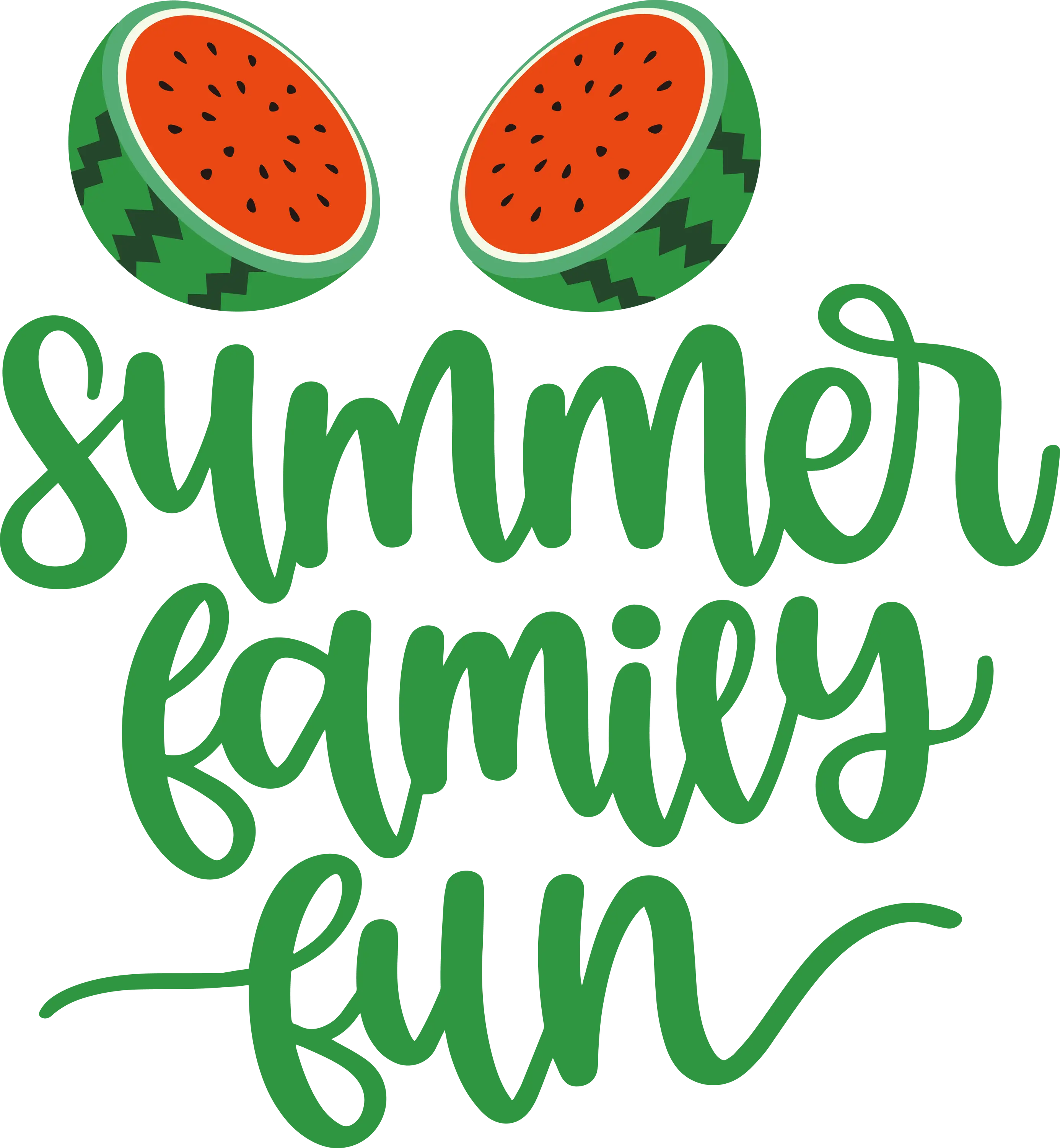 Watermelon Slice With Summer Family Fun Text