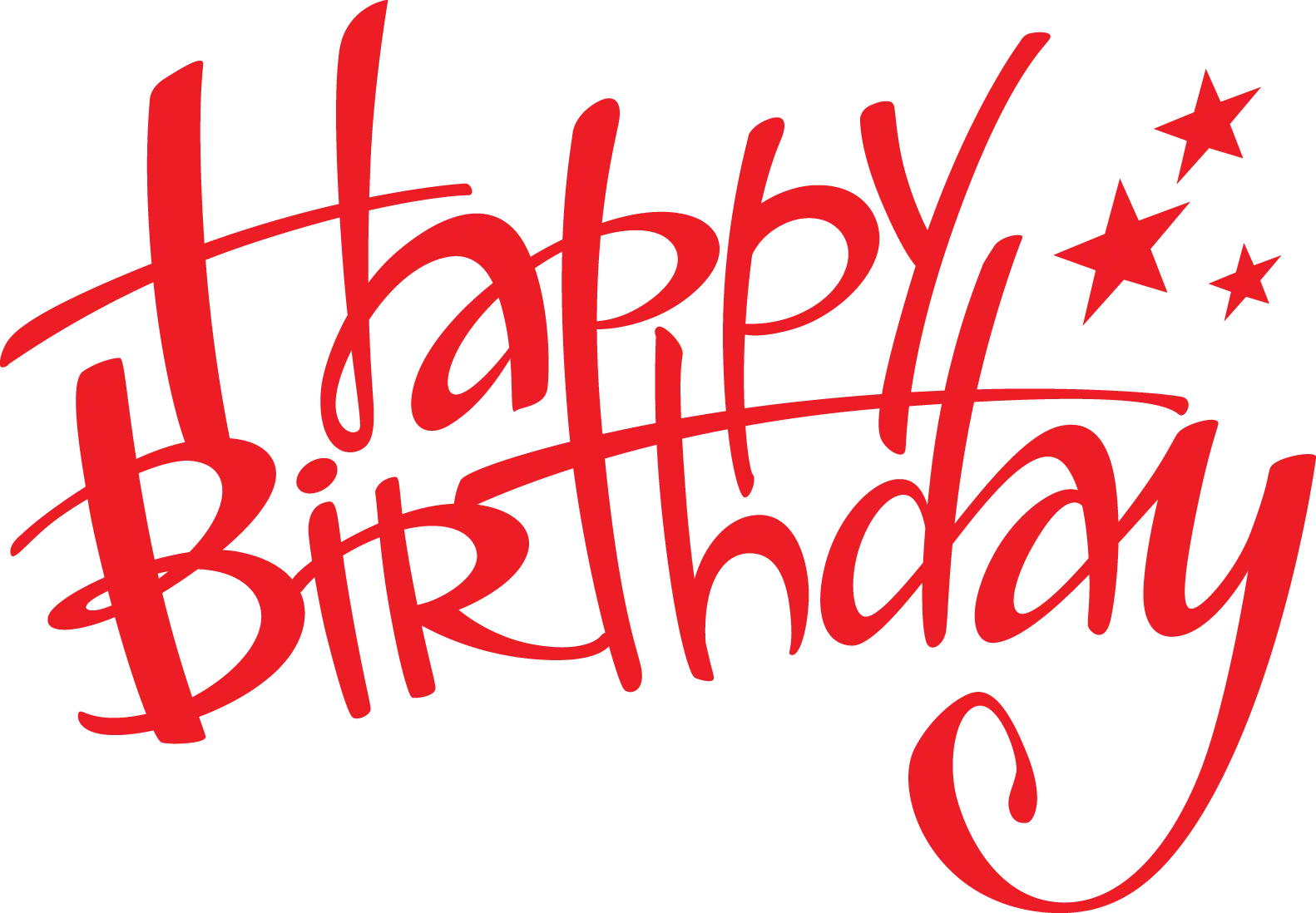 Red Happy Birthday Text with Stars