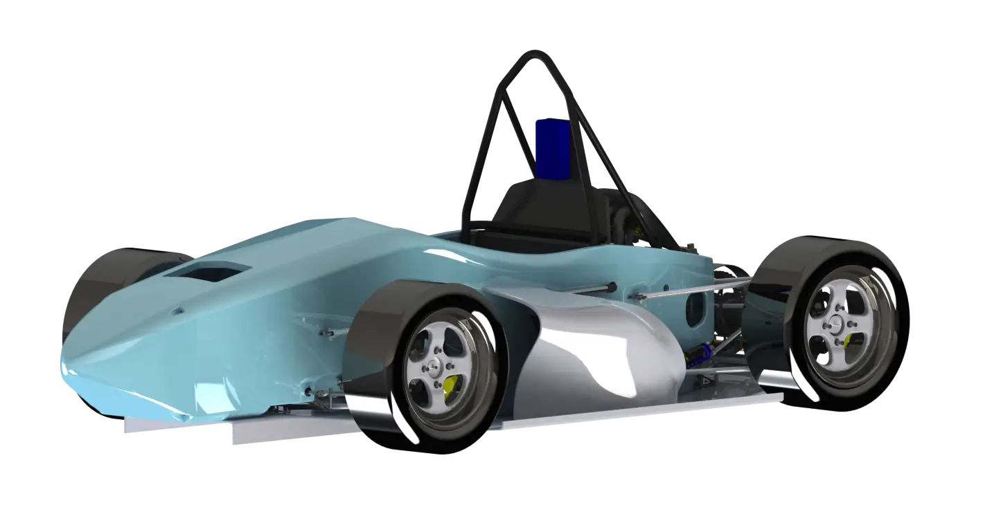 Blue Race Car with Aerodynamic Design