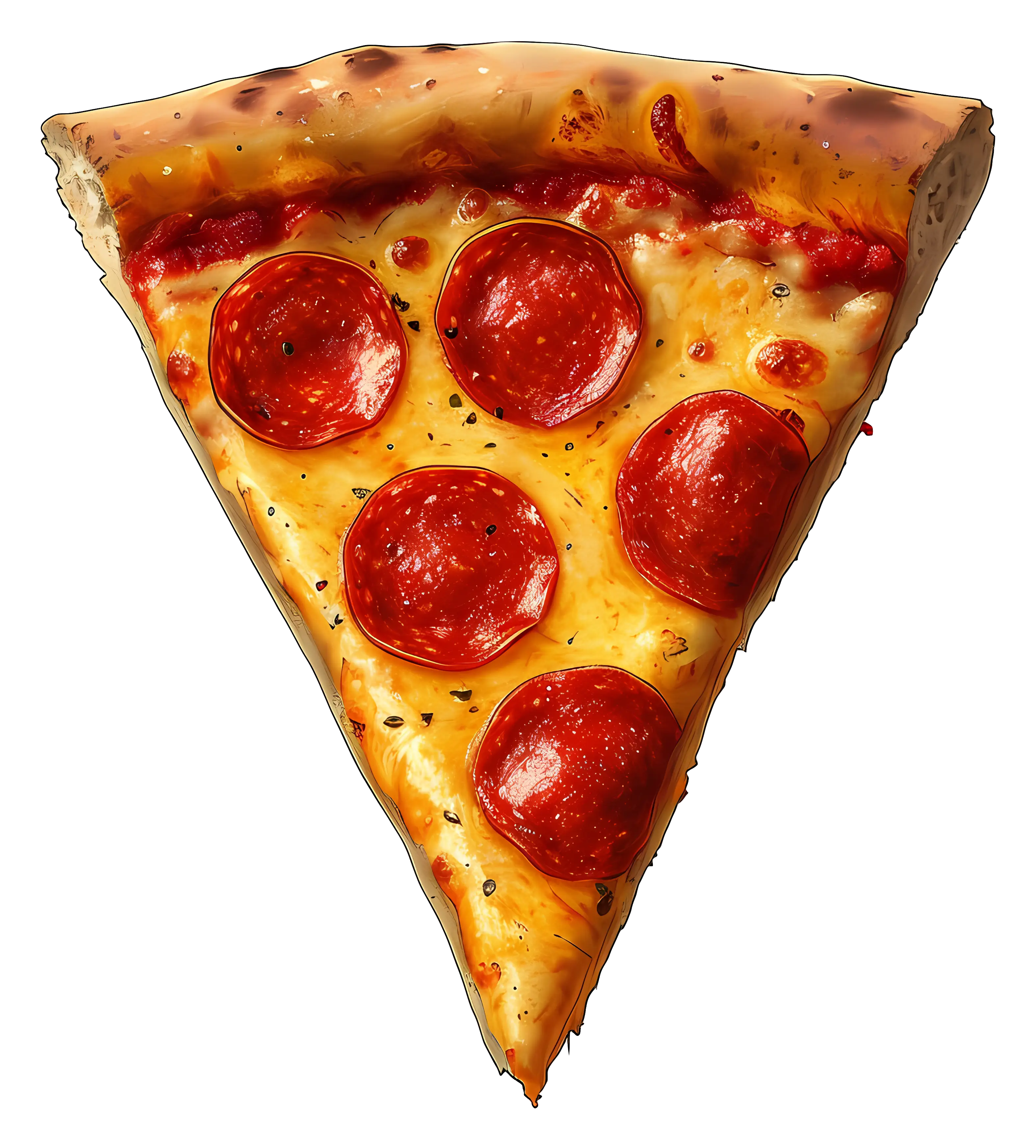 Pepperoni Pizza Slice with Melting Cheese