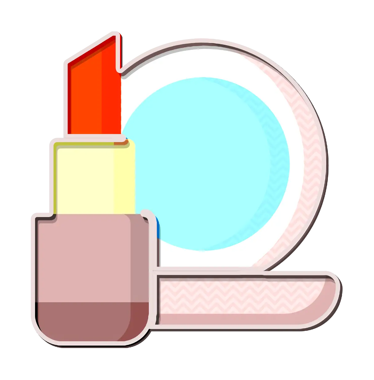 Lipstick and Compact in Flat Cartoon Style