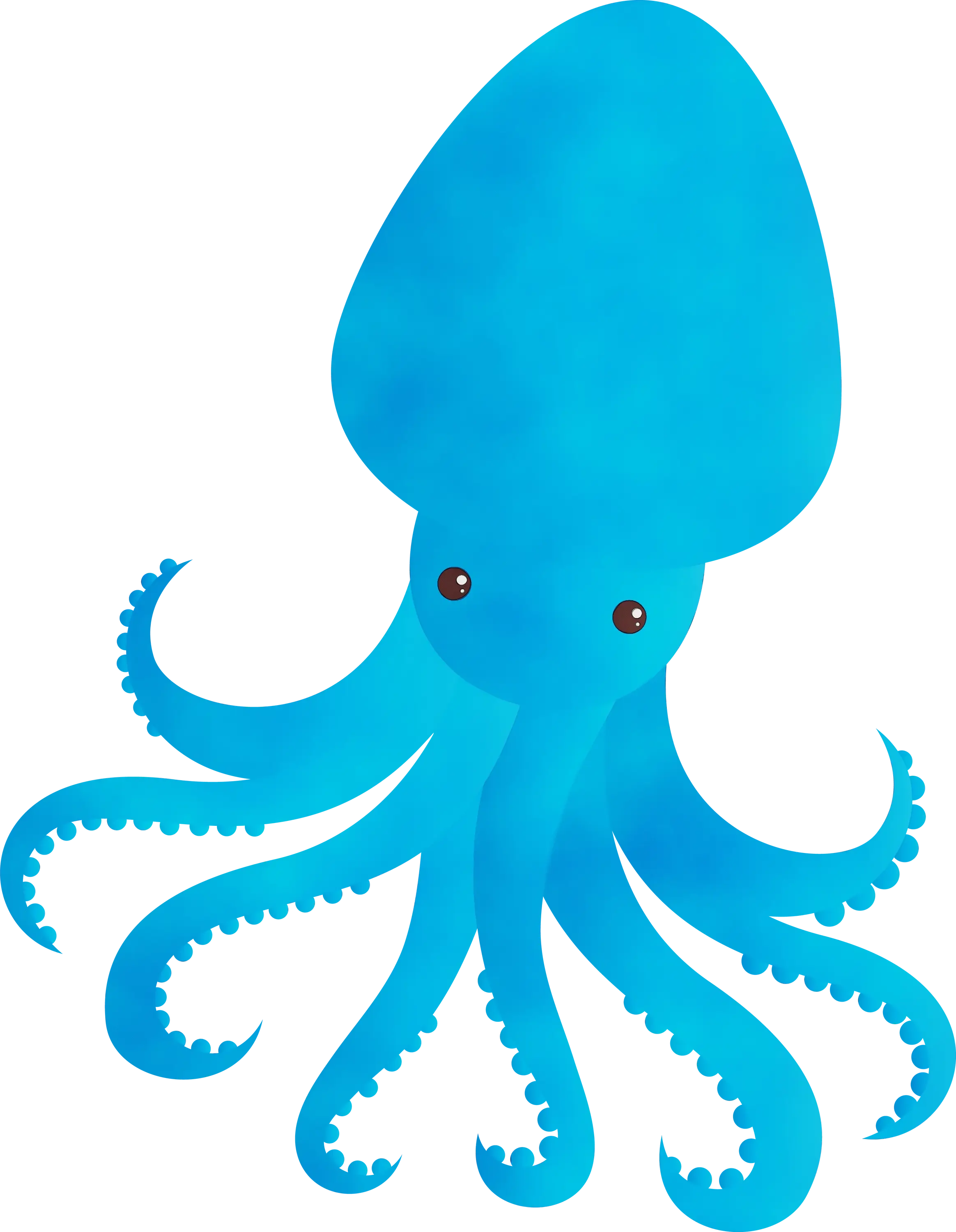 Playful Blue Octopus Cartoon Illustration