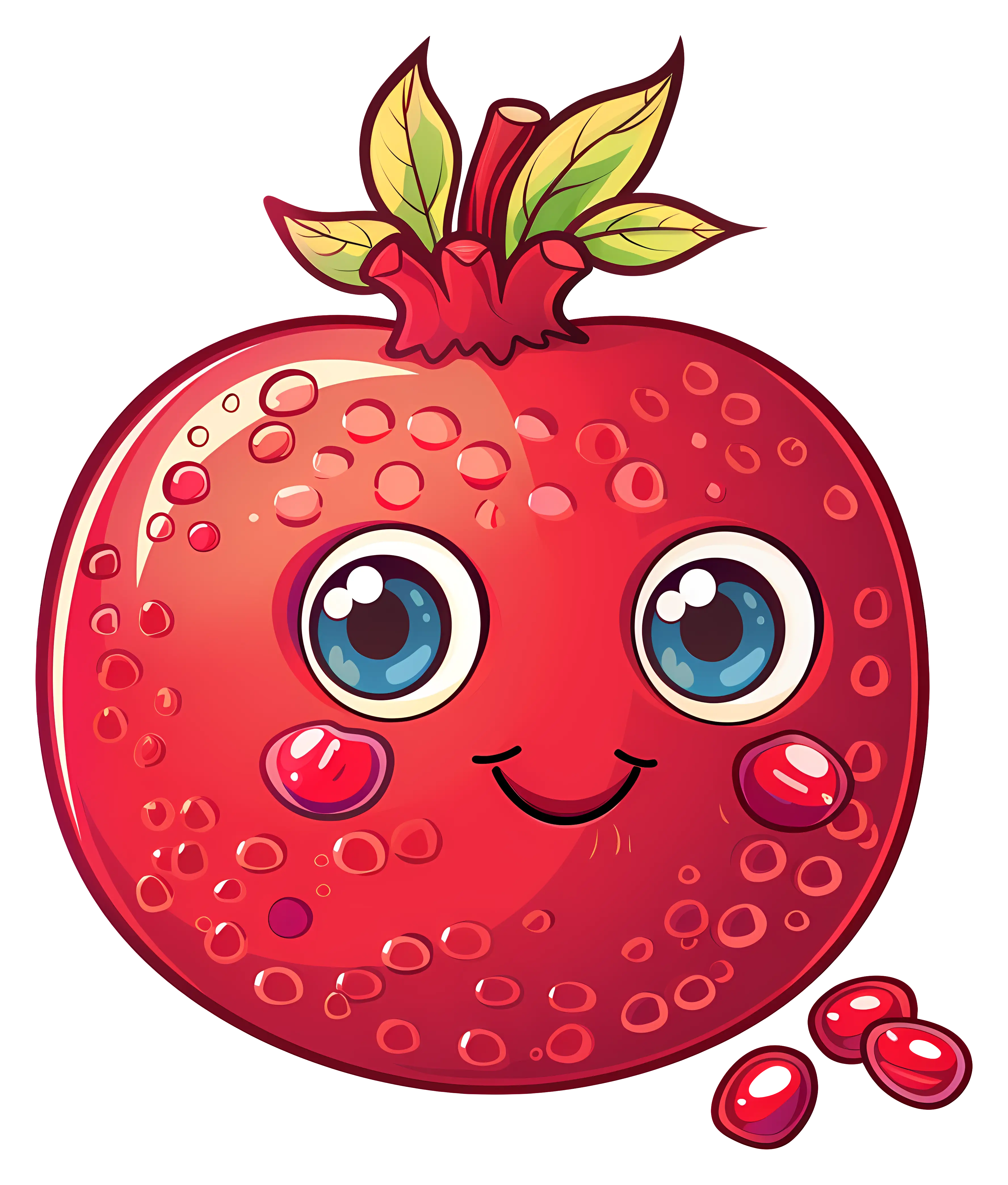 Cartoon Pomegranate with Friendly Expression
