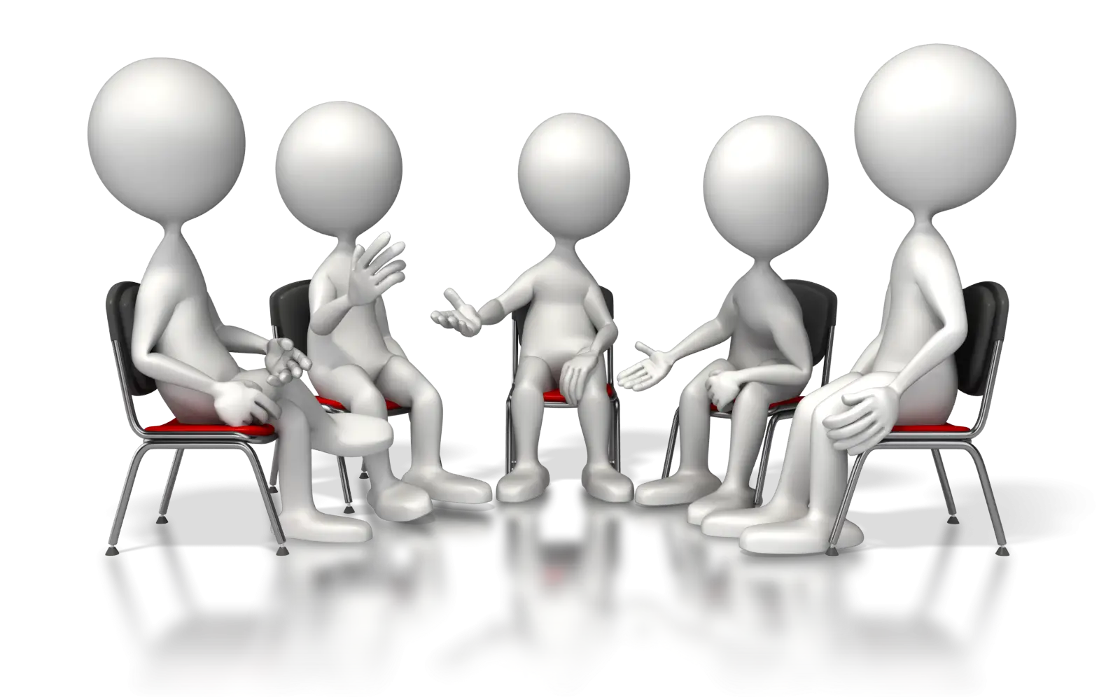 Cartoon Figures in a Meeting Discussion