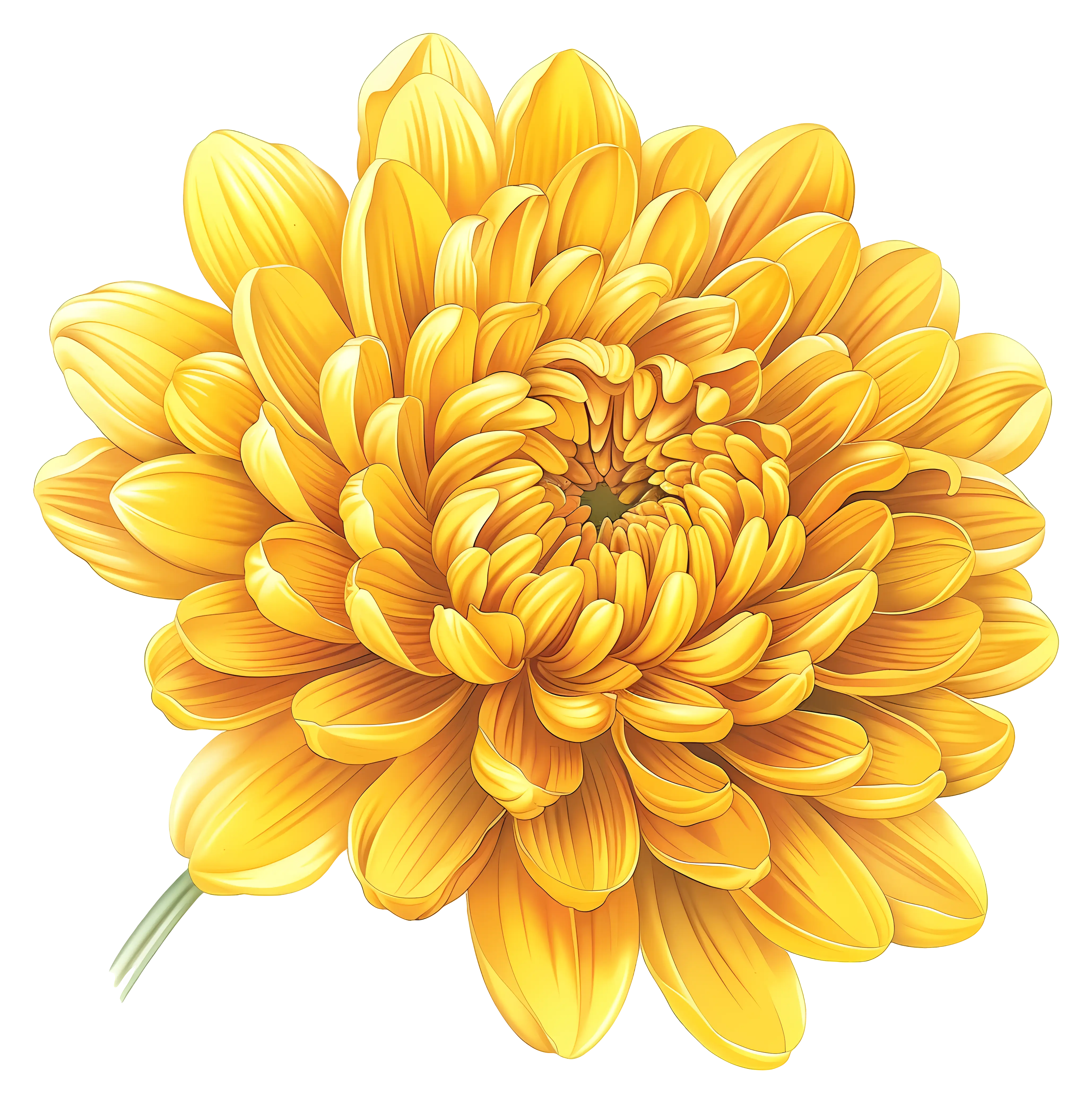 Bright Yellow Chrysanthemum Flower Illustration