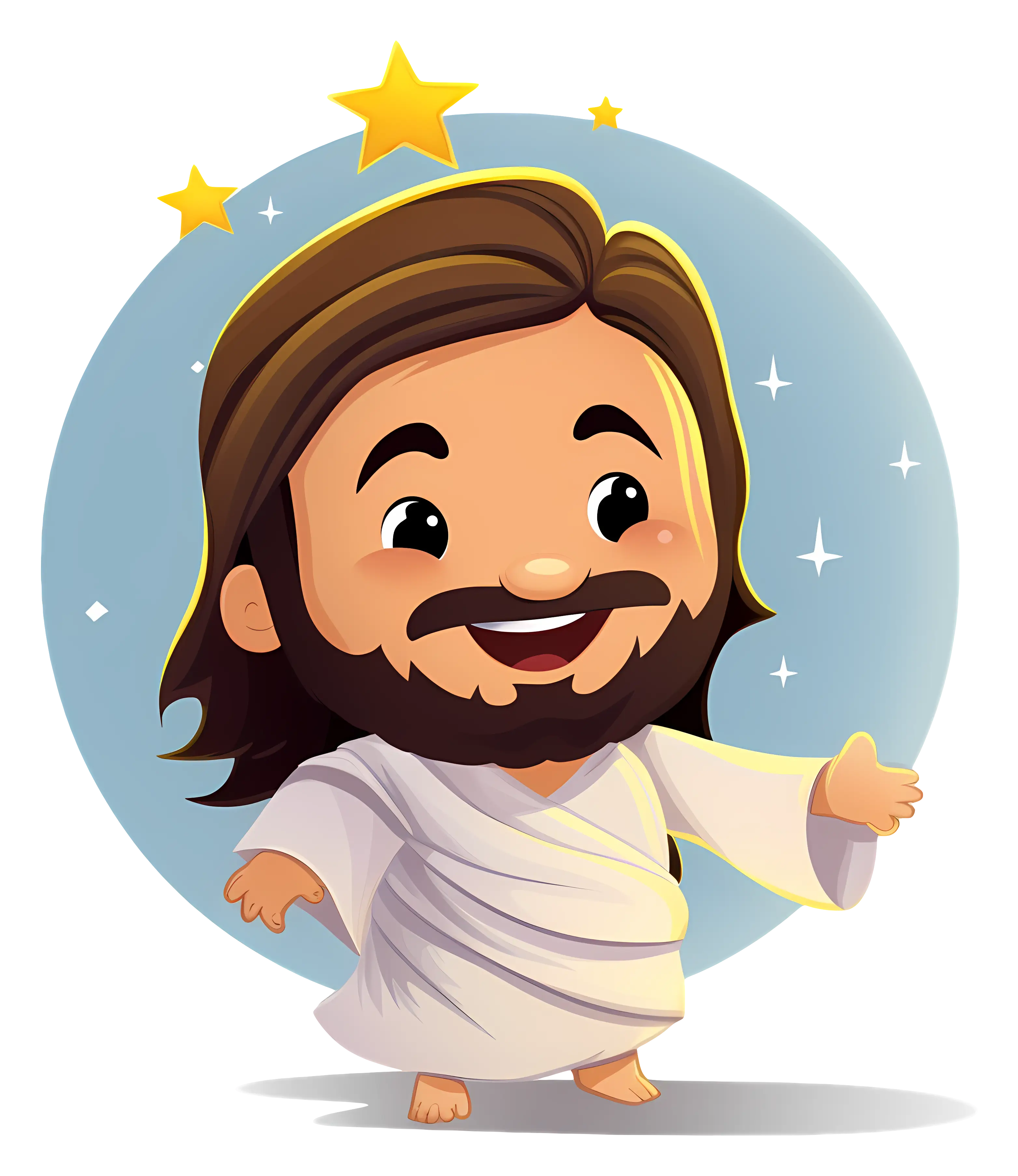 Smiling Cartoon Character with Stars