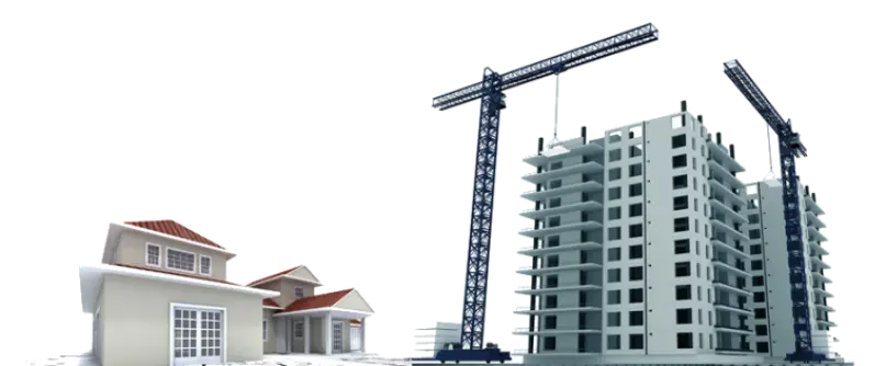 Construction Site with Crane and Buildings