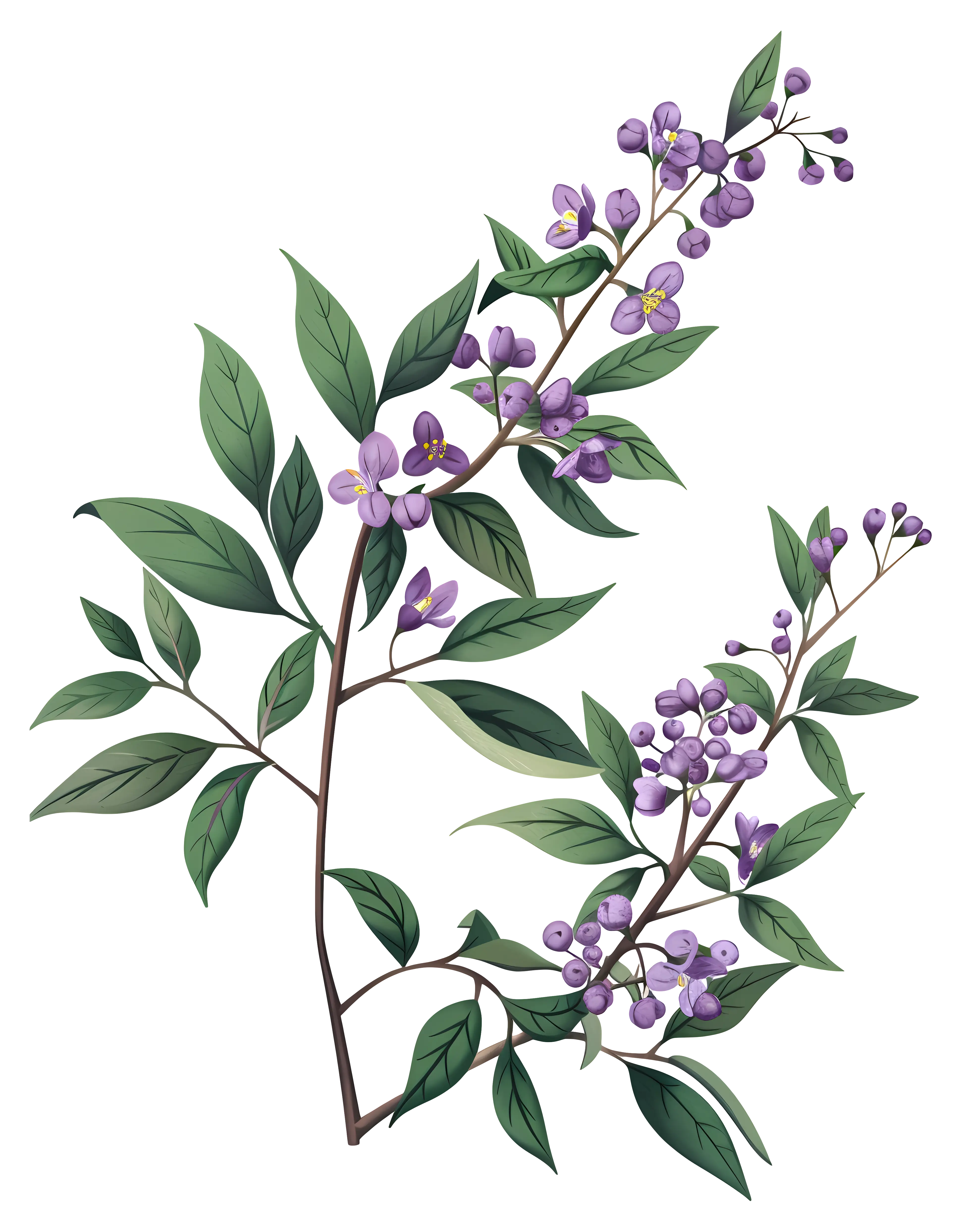 Purple Flowering Branch Illustration