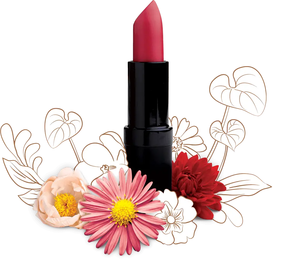 Pink Lipstick with Floral Design Elements