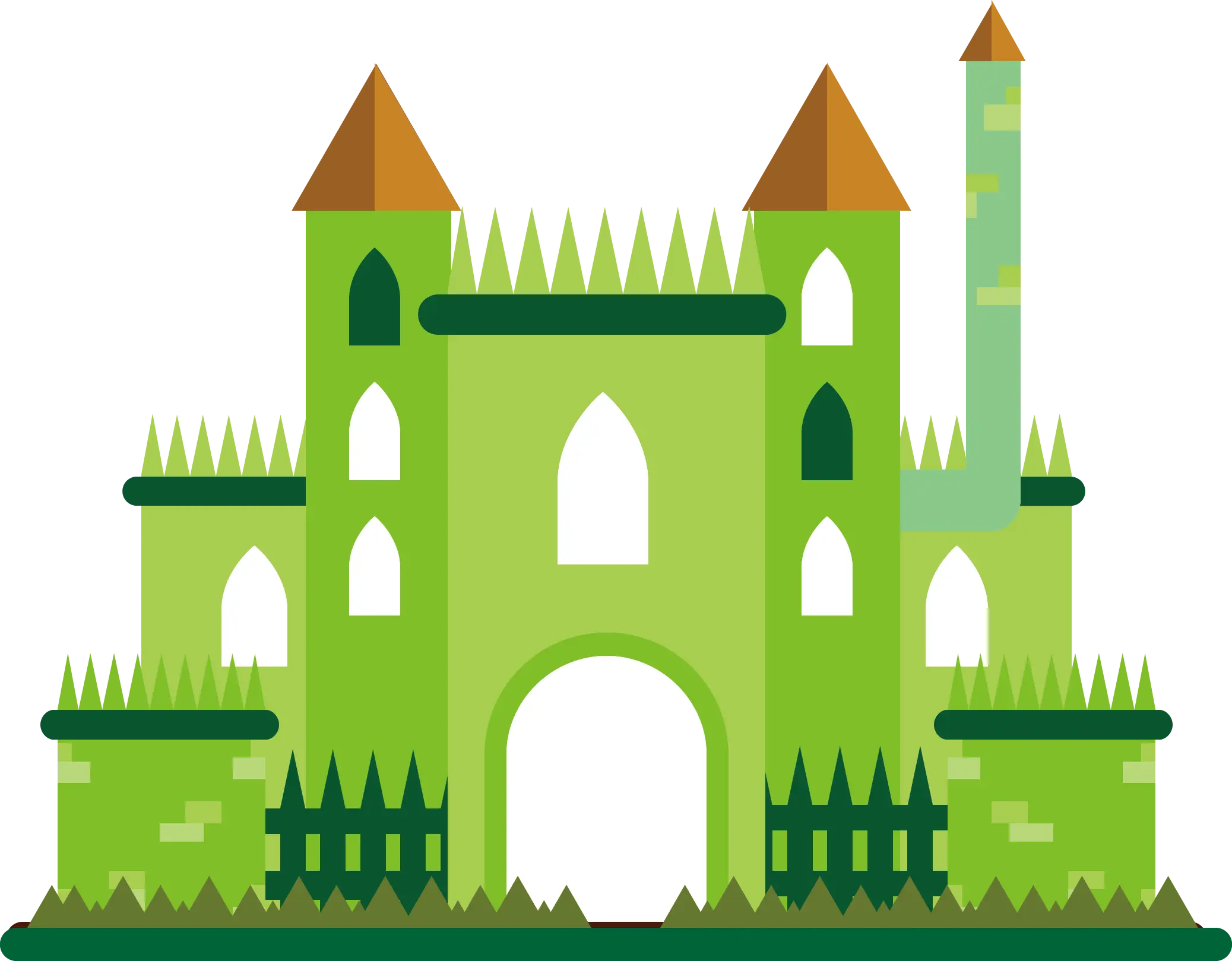Cartoon Illustration of a Green Castle