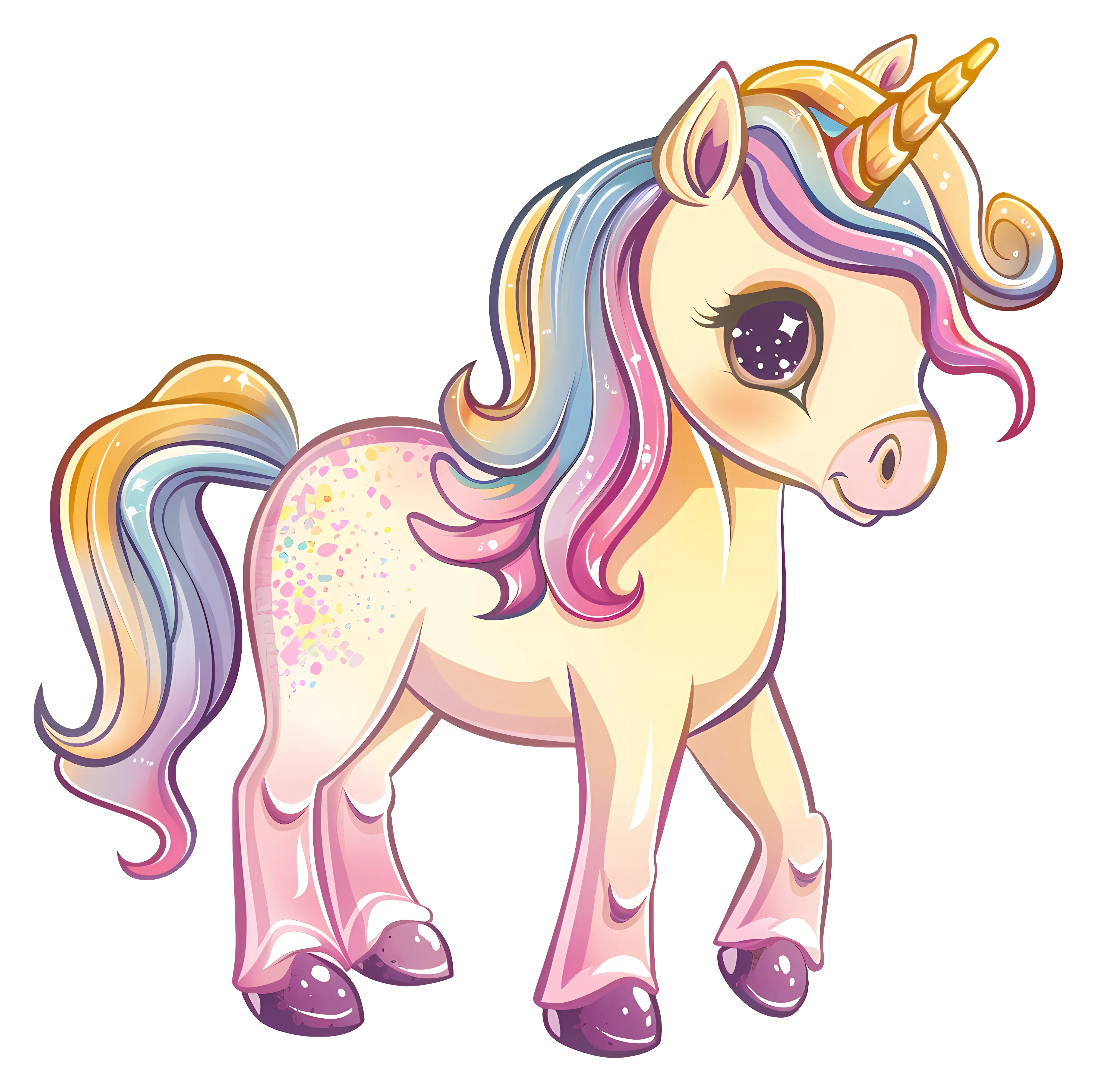 Cute and Colorful Unicorn Illustration