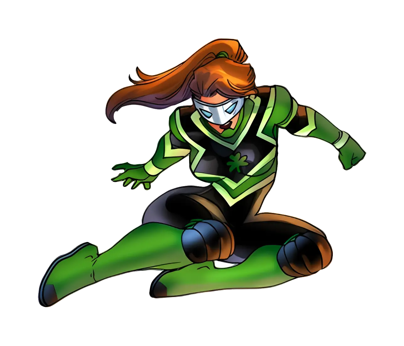 Green Superheroine in Action
