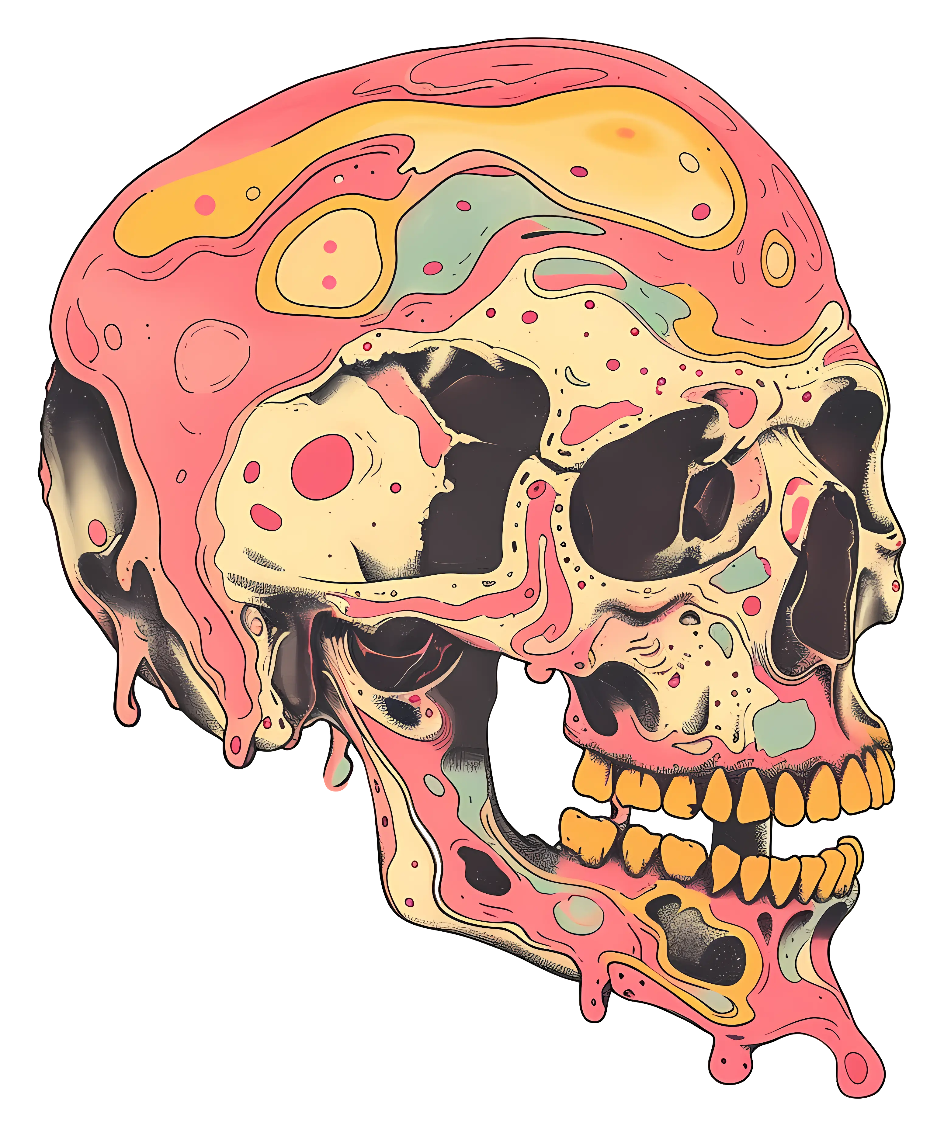 Melting Colorful Skull Artwork