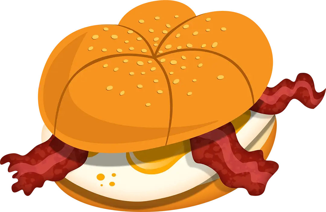 Illustration of a Bacon and Egg Breakfast Burger