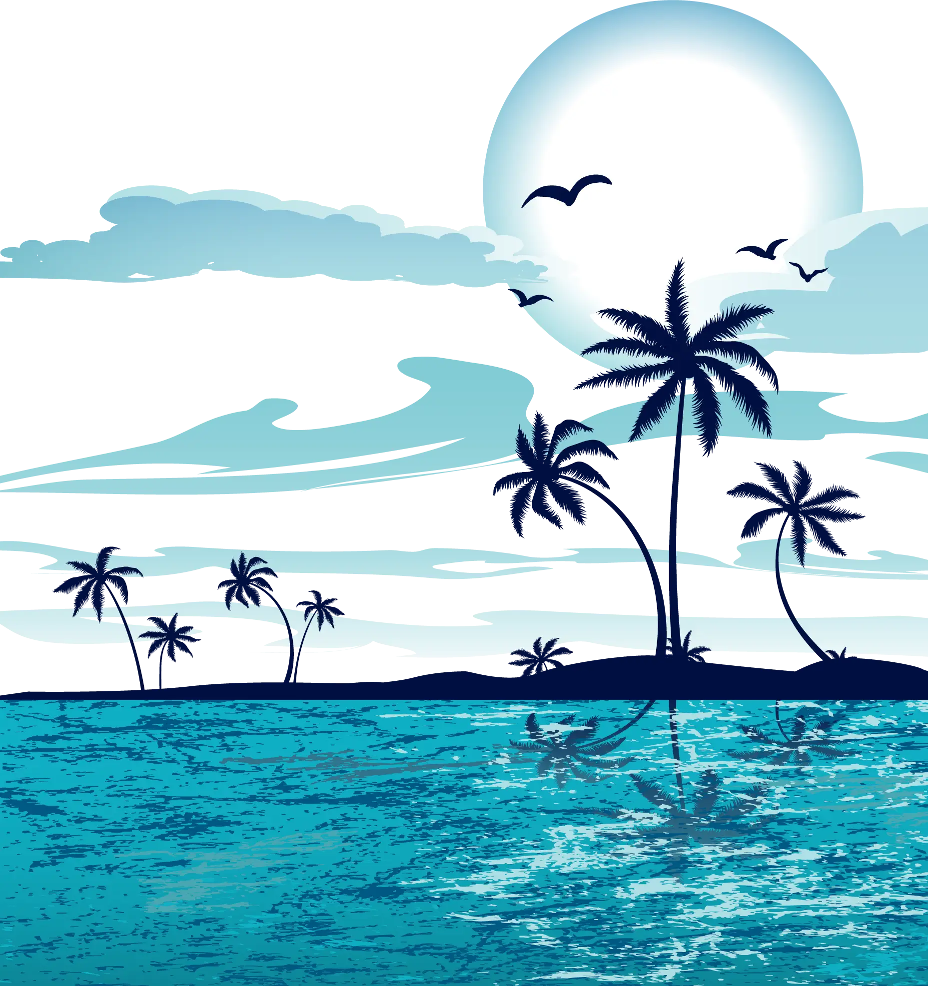 Tropical Island with Palm Trees and Ocean
