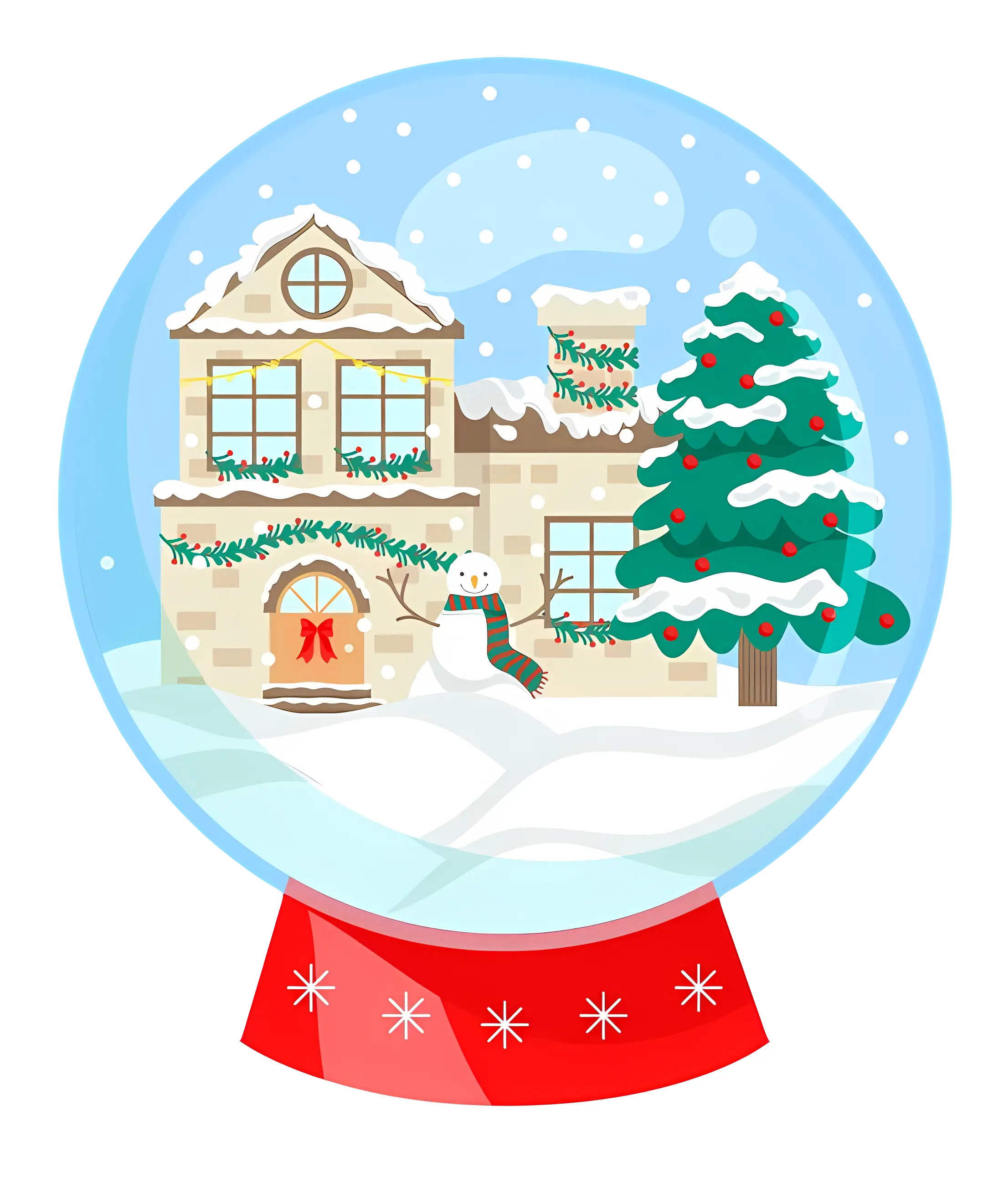 Festive Snow Globe with Winter House Scene