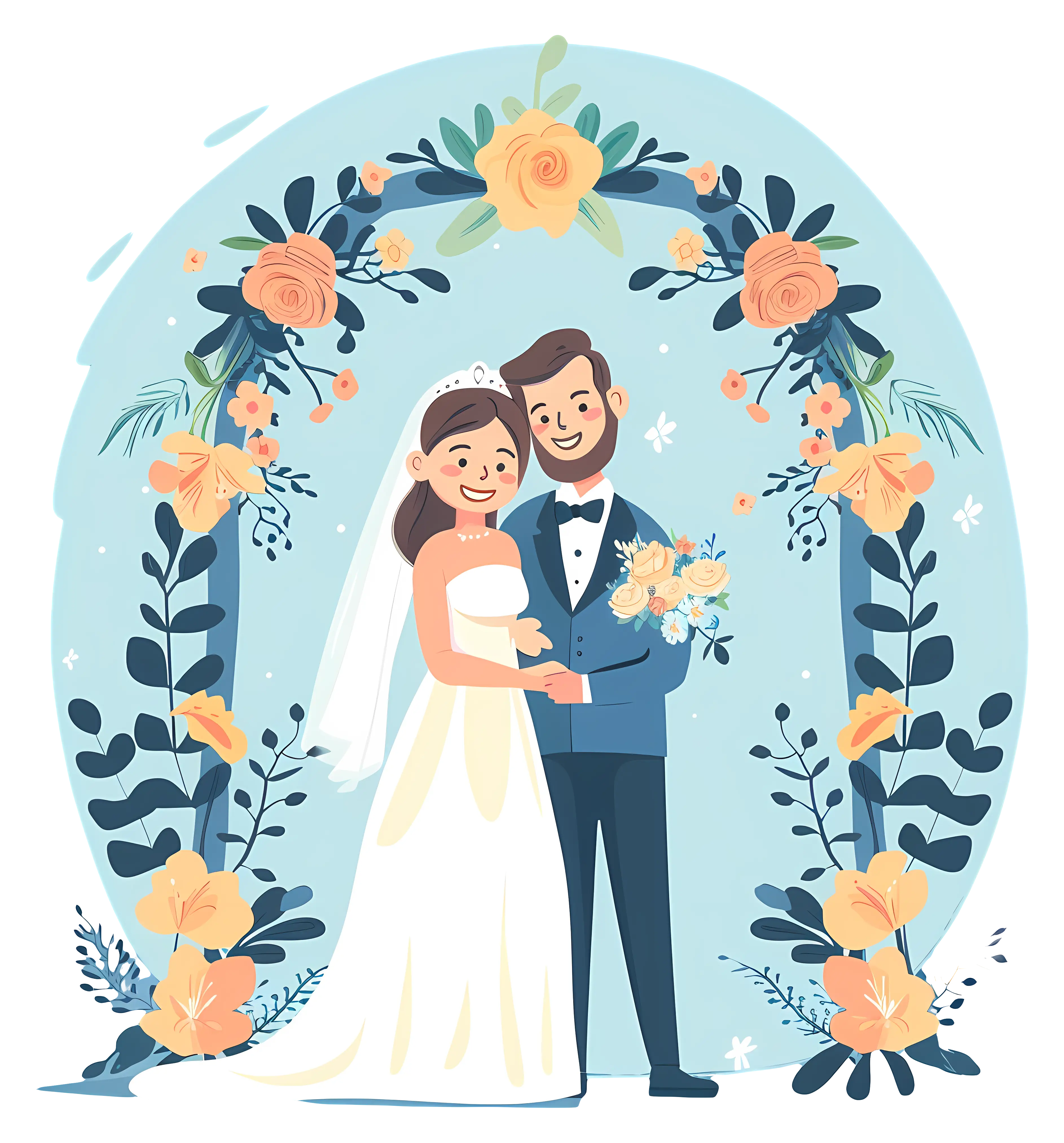 Wedding Couple in Romantic Floral Arch