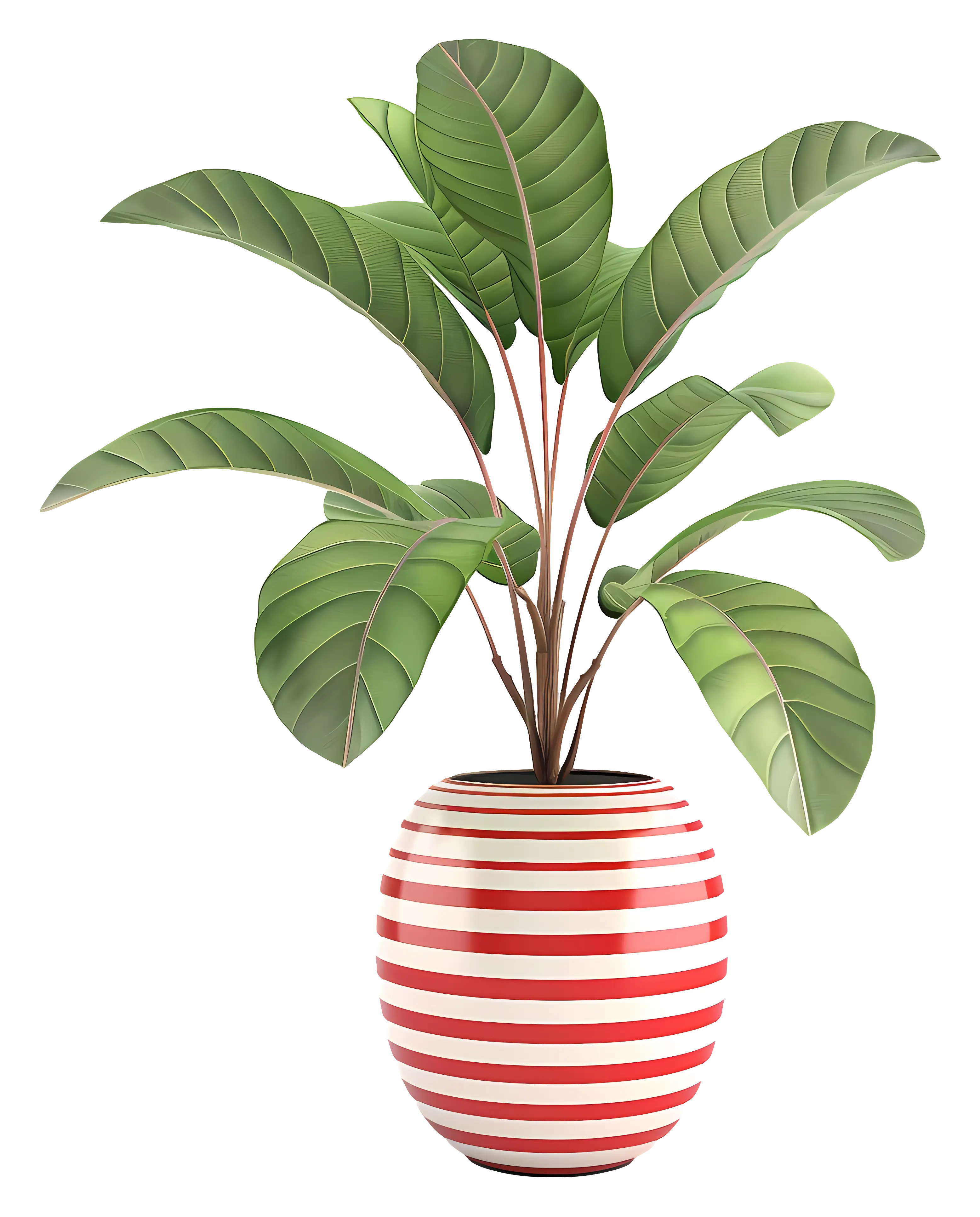 Indoor Potted Plant in a Striped Vase