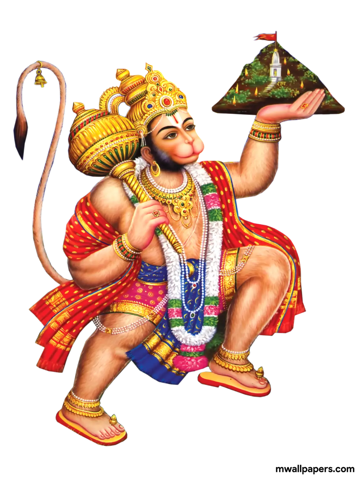 Traditional Hanuman Artwork Holding a Mountain