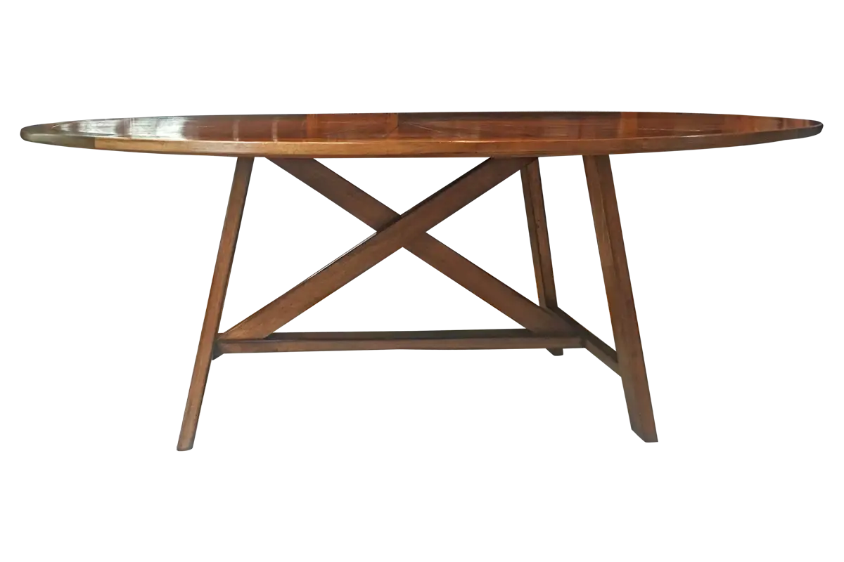 Oval Wooden Table with Cross Legs