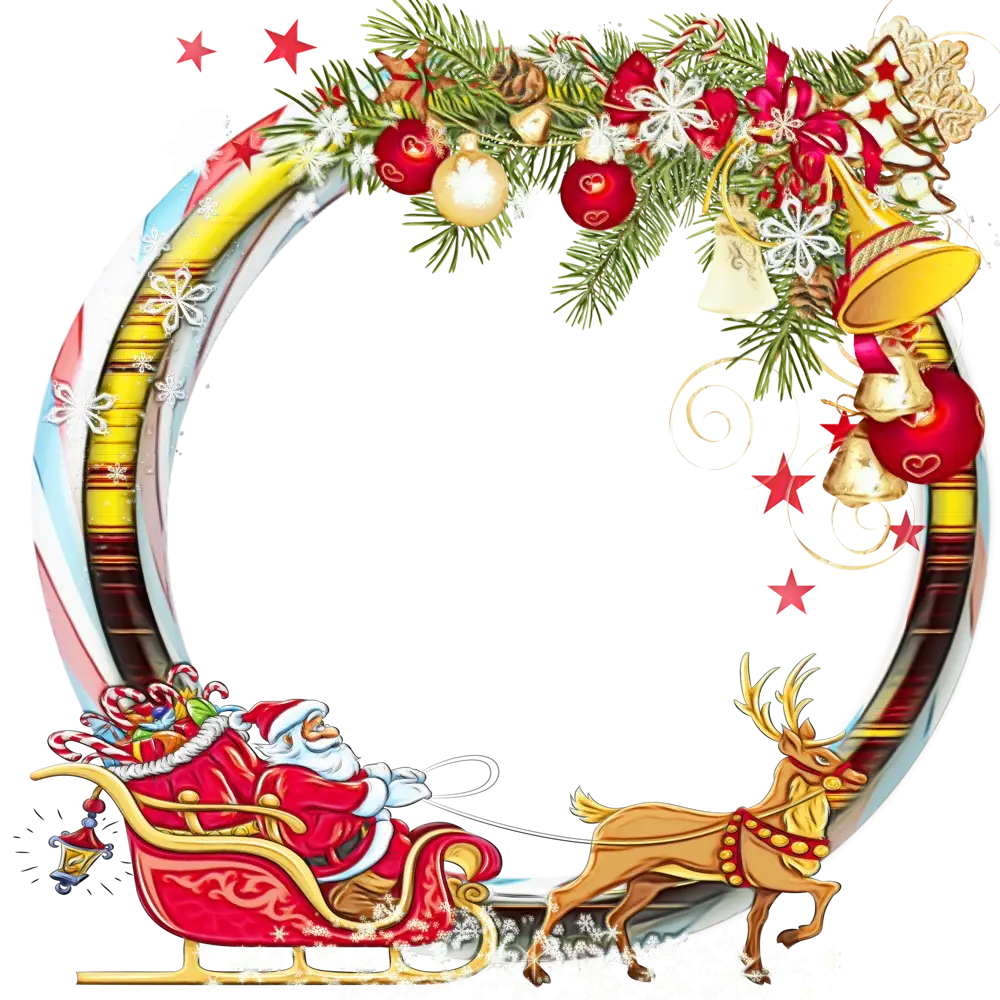 Festive Christmas Wreath with Santa in Sleigh