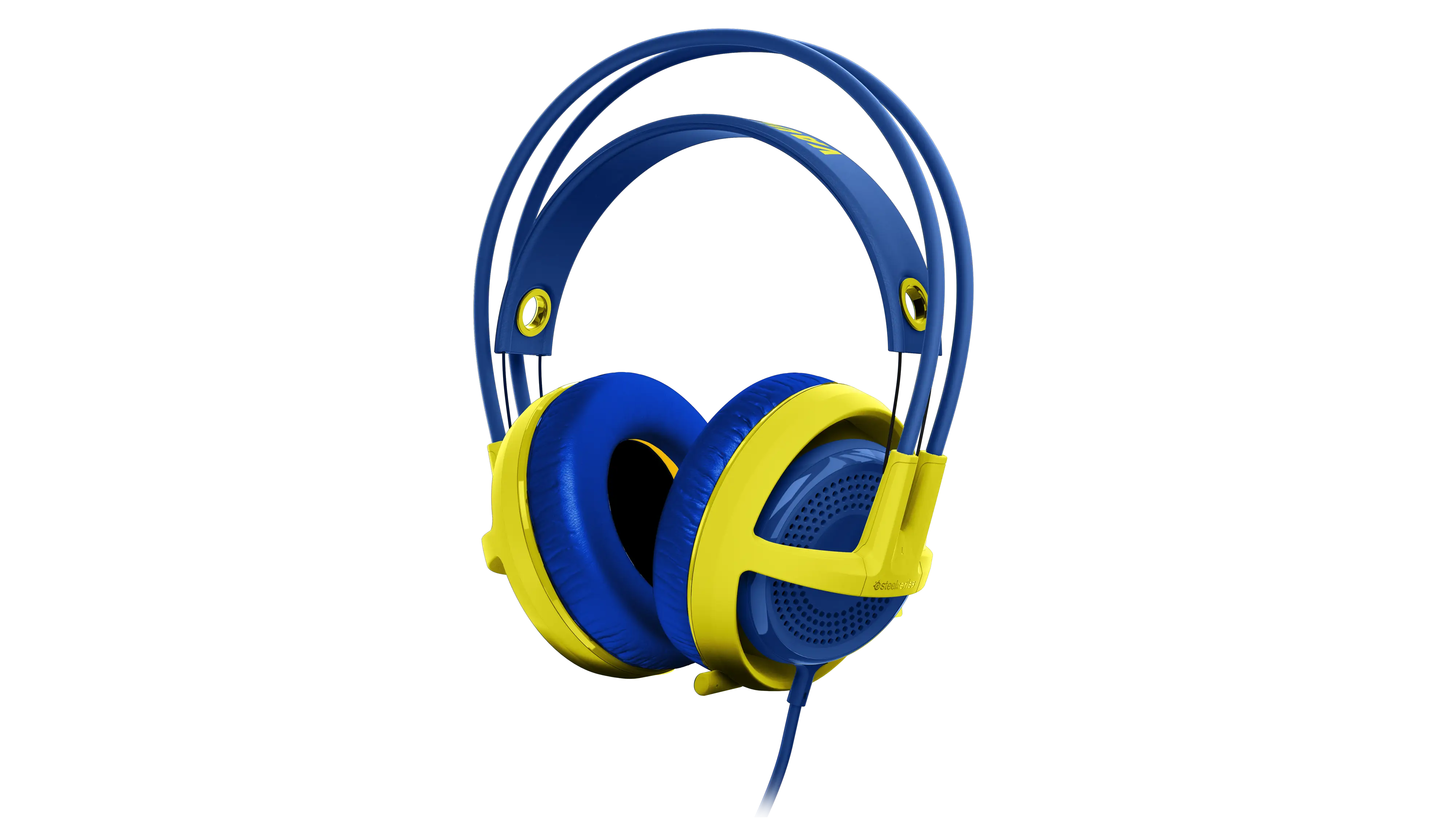 Blue and Yellow Wired Headphones for Music Enthusiasts