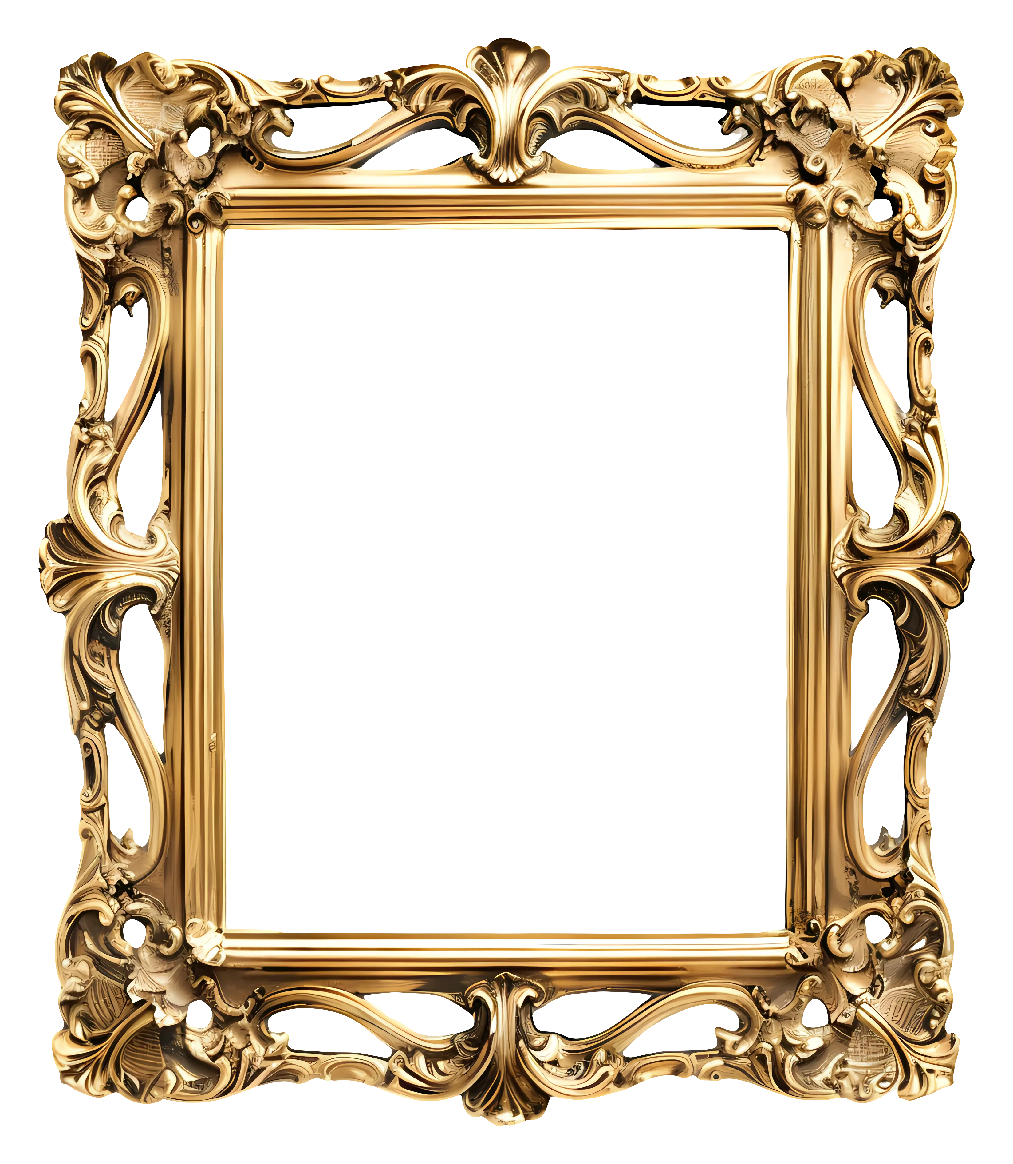 Ornate Golden Picture Frame with Floral Details