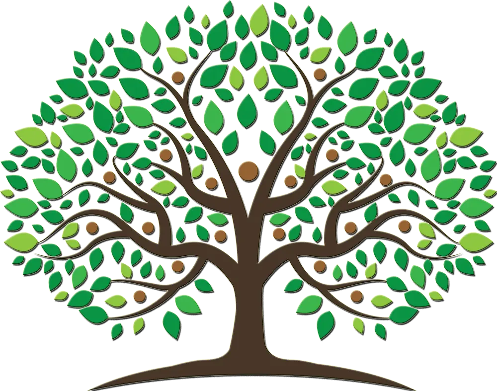 Green Tree Illustration with Leaves