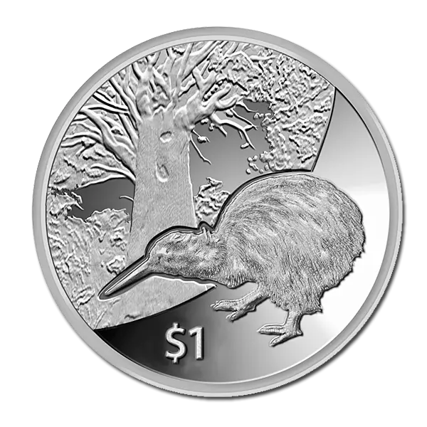 Silver Coin with Kiwi Bird